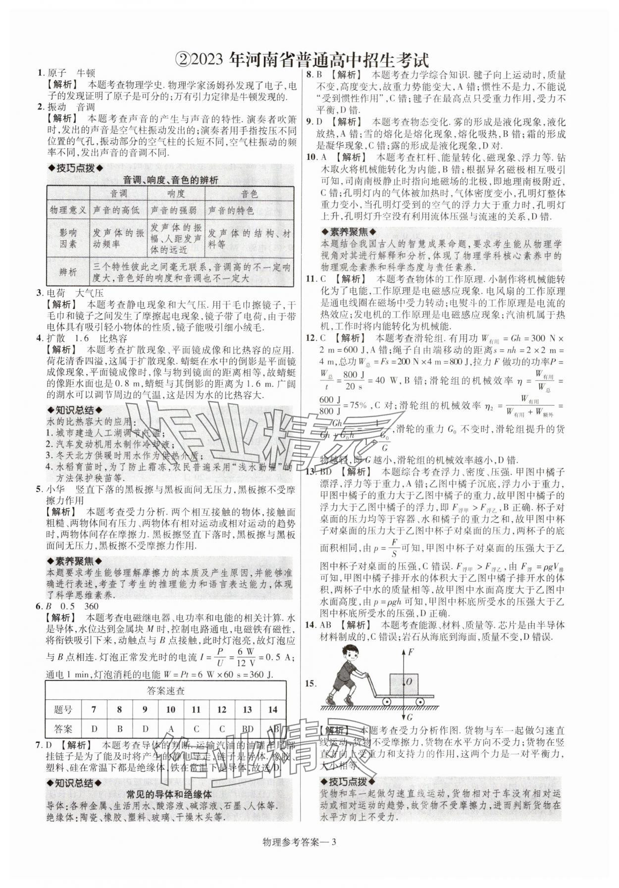 2025年澤睿文化真題匯編卷物理中考河南專版 參考答案第3頁