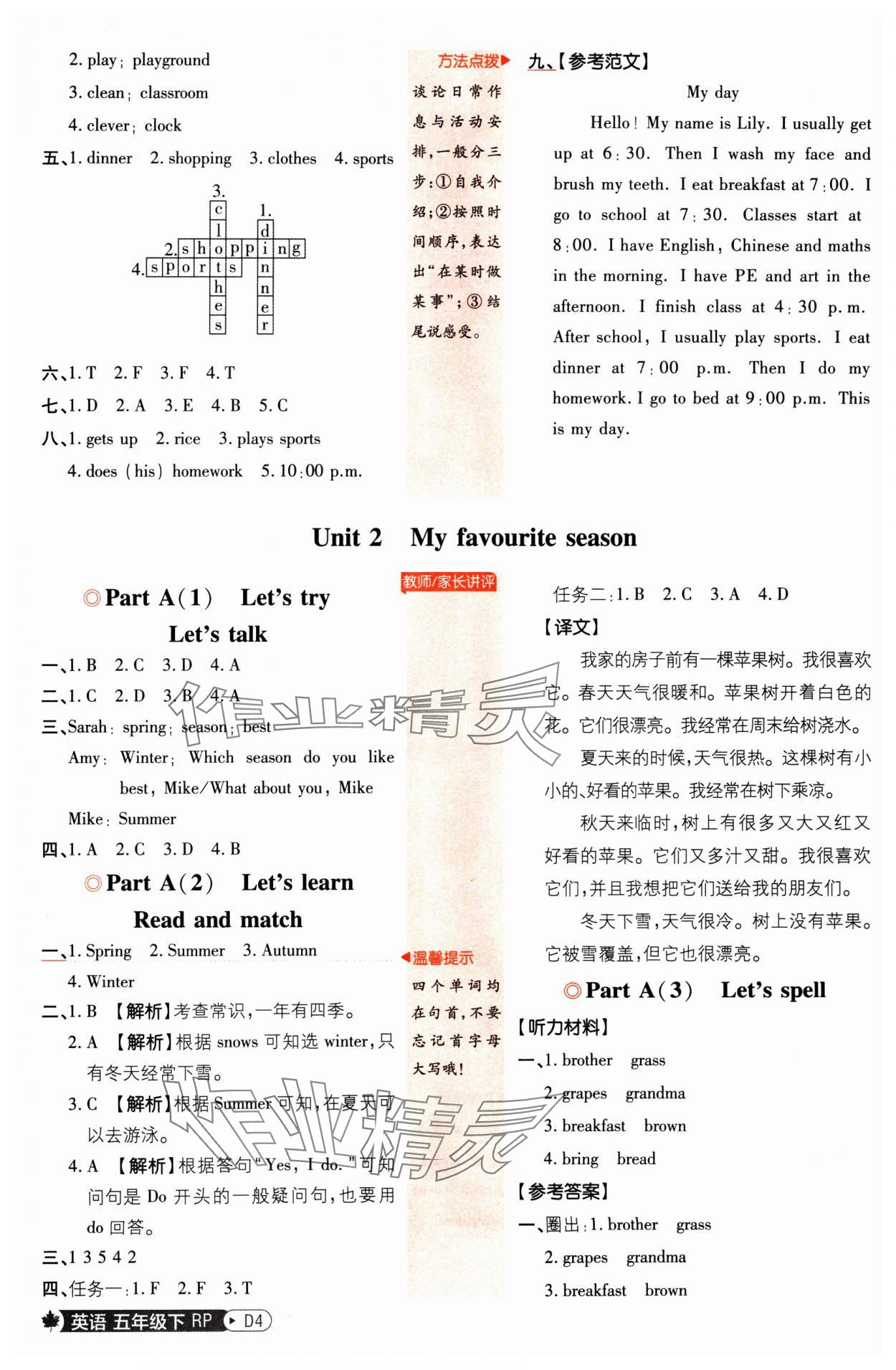 2025年小學必刷題五年級英語下冊人教版 第4頁