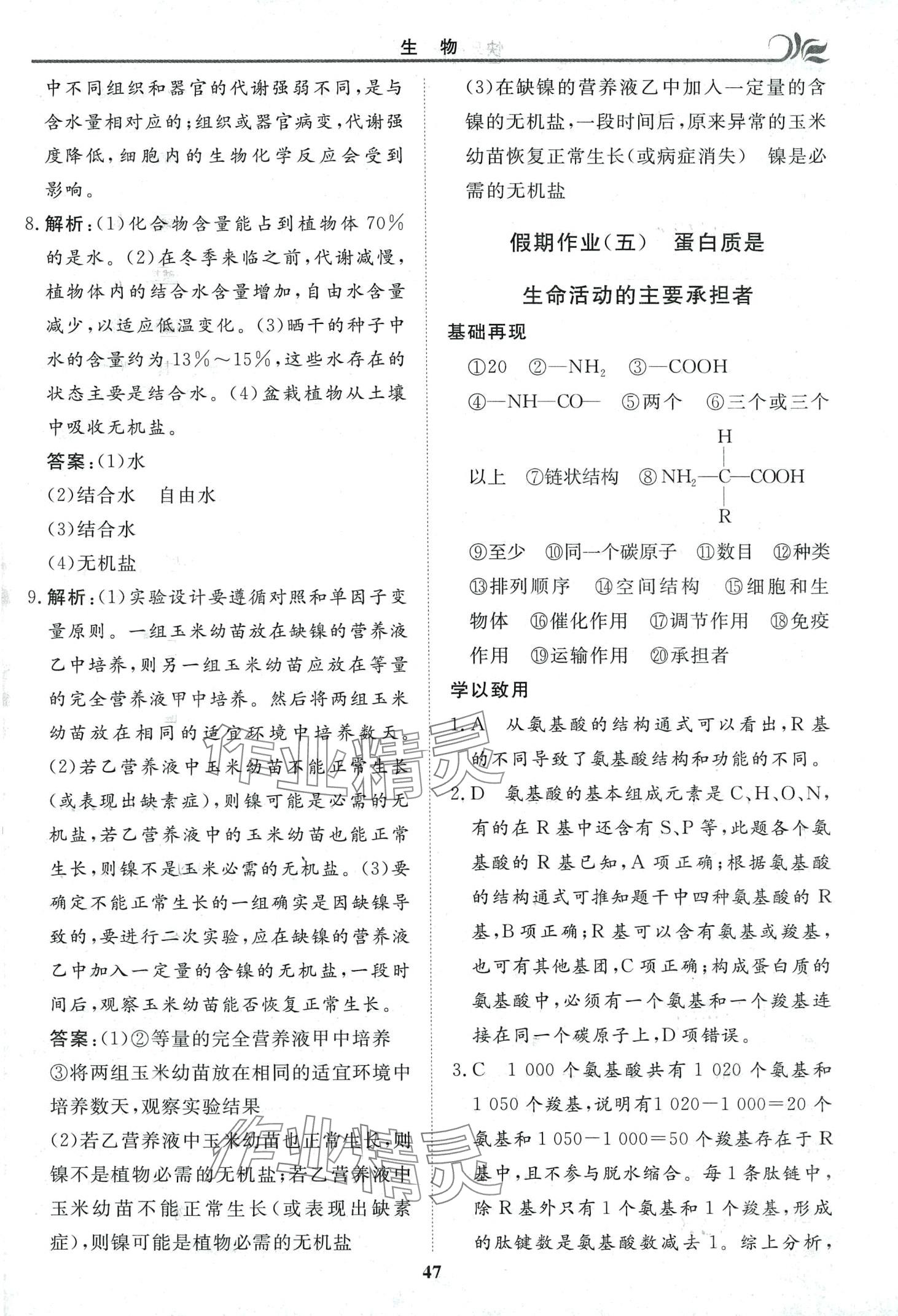 2024年快樂假期自主學習高中生物 第5頁