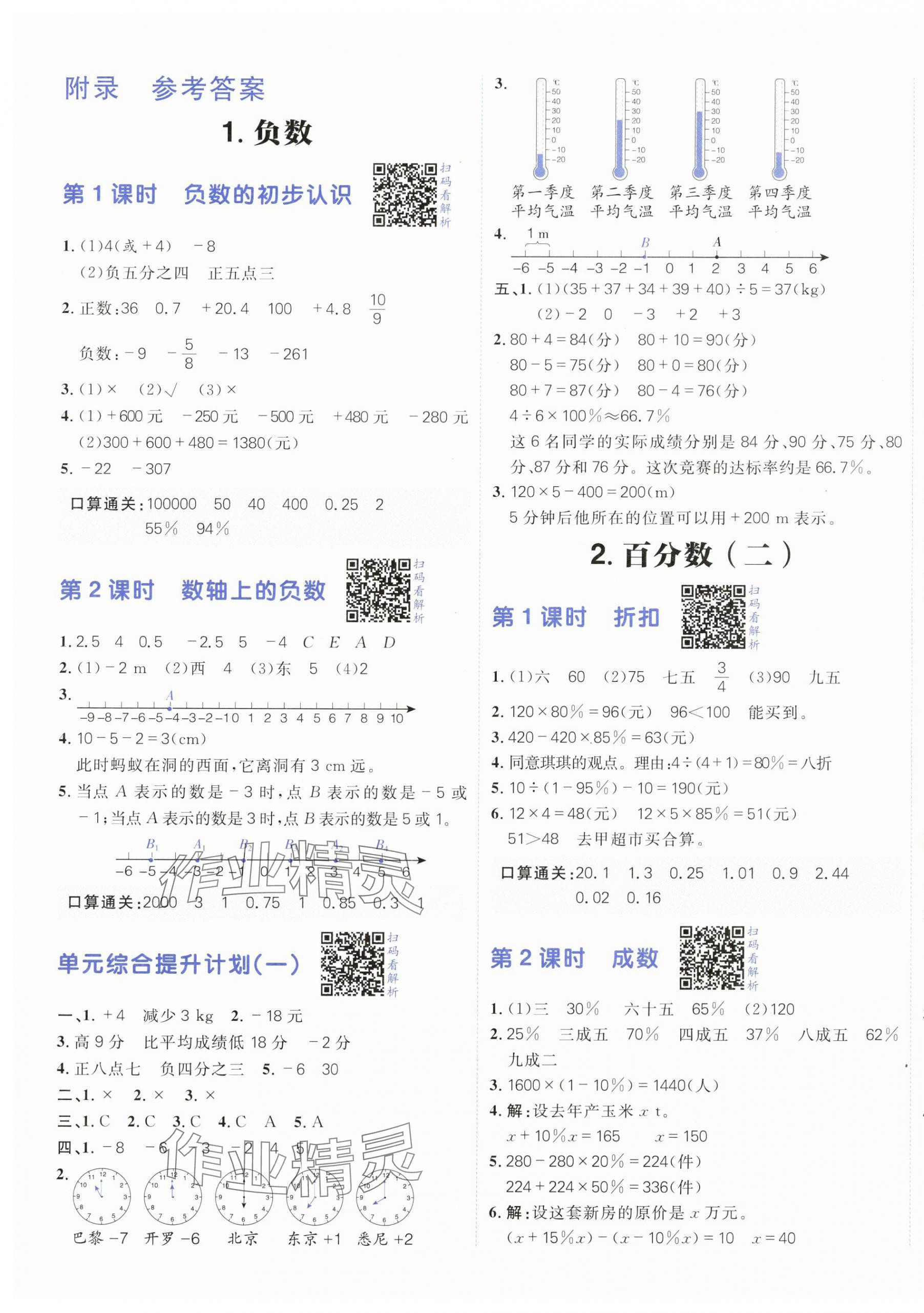 2024年陽光計(jì)劃小學(xué)同步六年級(jí)數(shù)學(xué)下冊(cè)人教版 第1頁