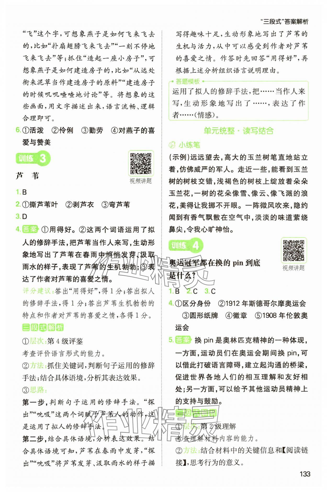 2025年一本阅读能力训练100分三年级语文人教B版福建专版 参考答案第2页