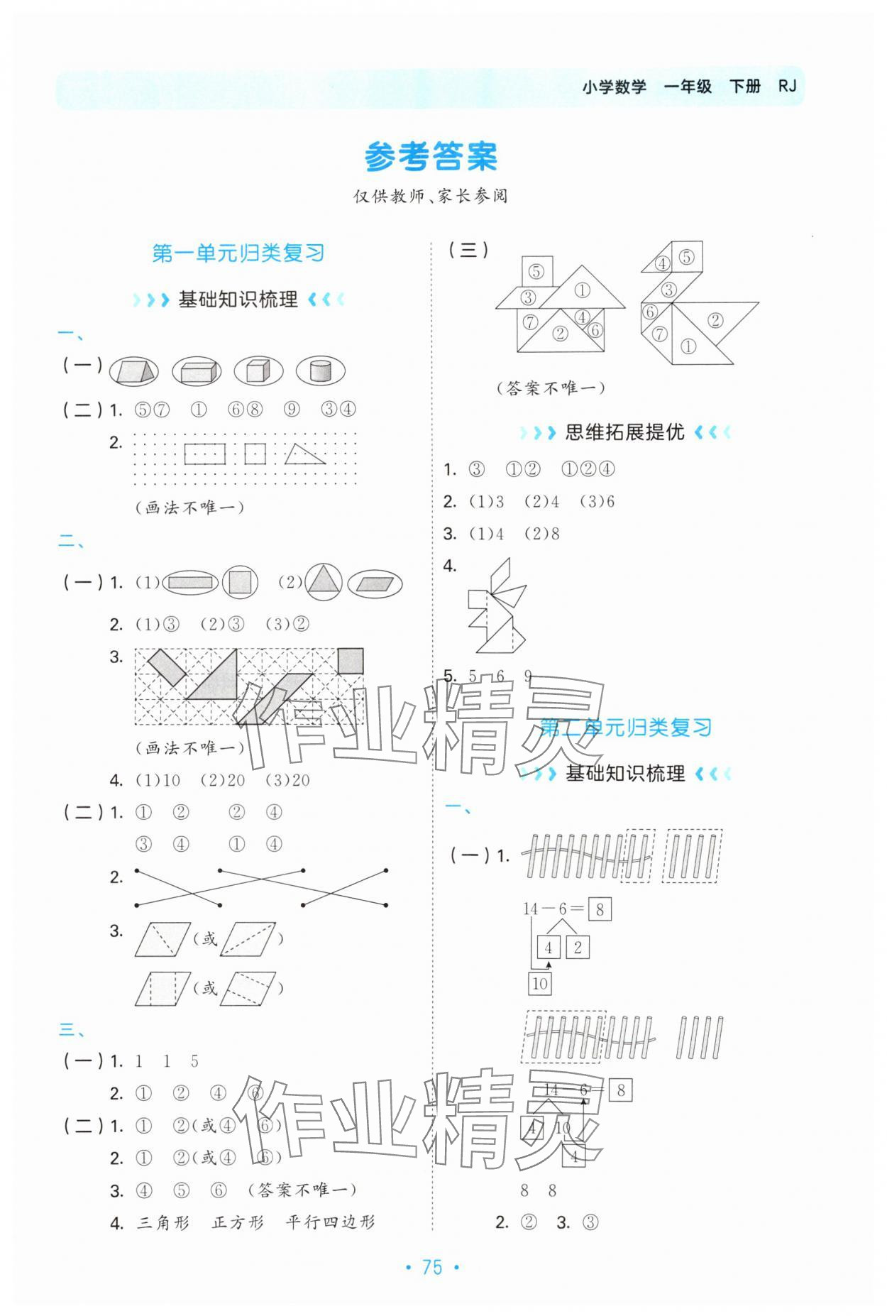 2025年53單元?dú)w類復(fù)習(xí)一年級(jí)數(shù)學(xué)下冊(cè)人教版 第1頁