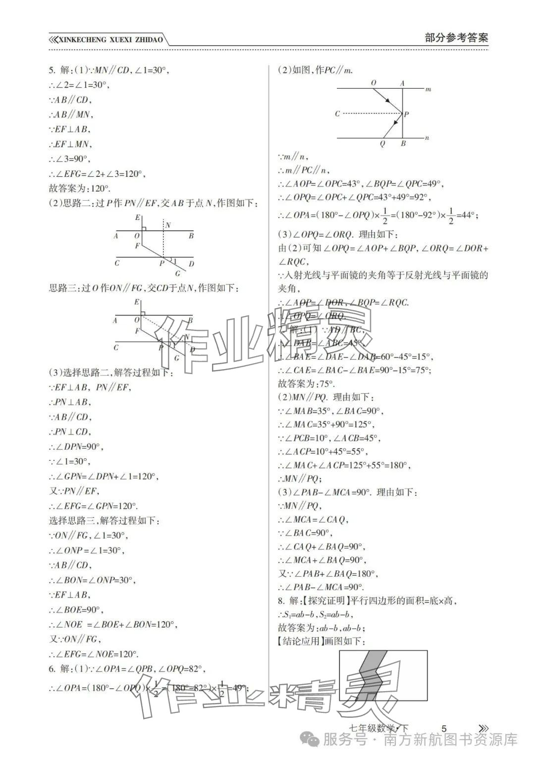 2025年新課程學習指導南方出版社七年級數學下冊人教版 參考答案第5頁