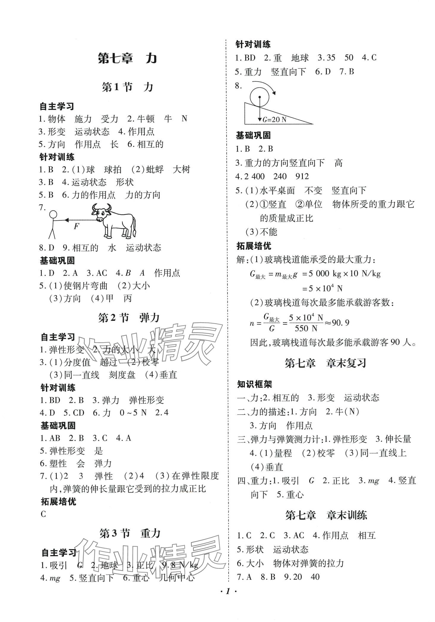 2024年本土攻略八年级物理下册人教版云南专版 第1页