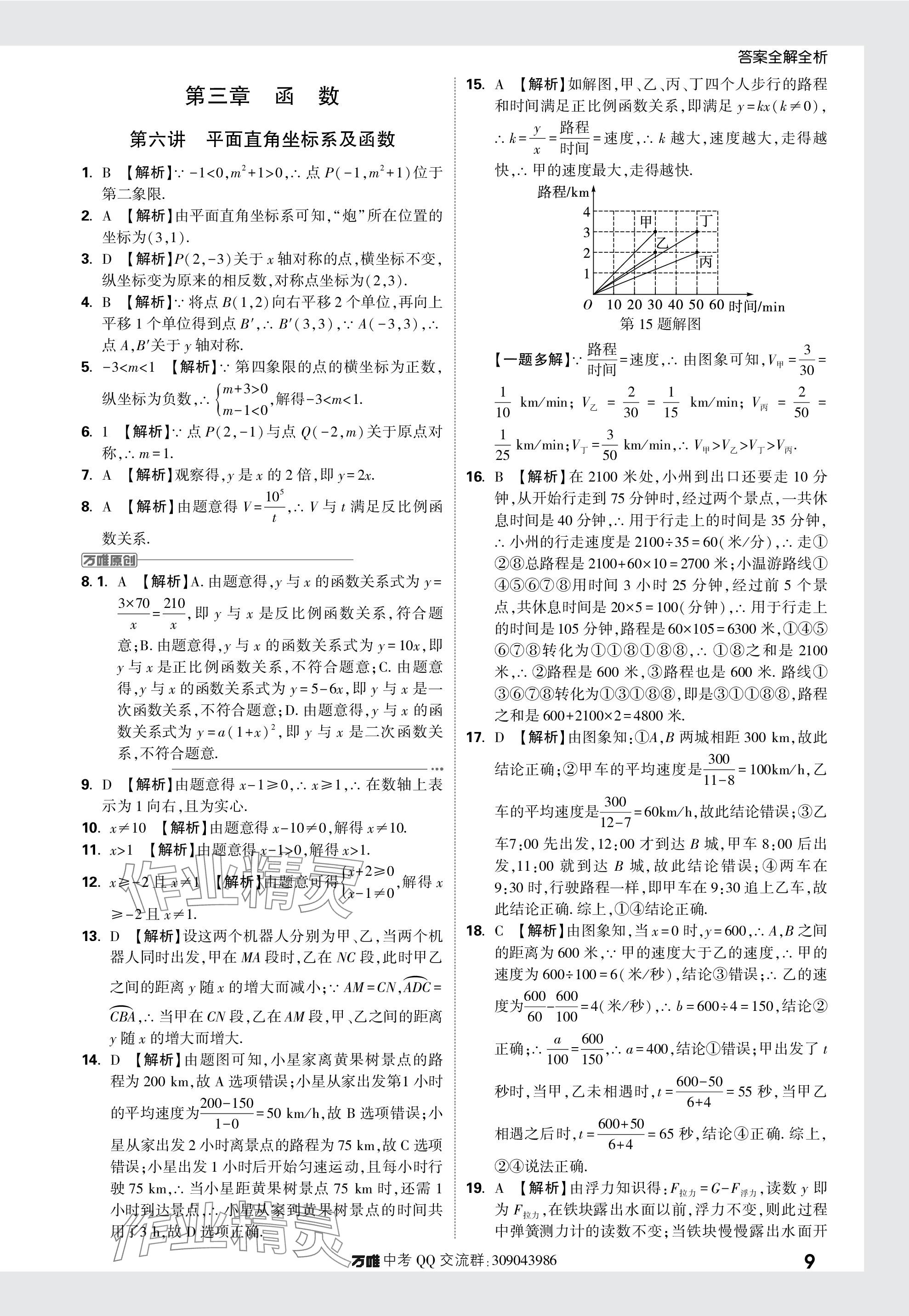 2024年萬(wàn)唯中考真題分類數(shù)學(xué) 參考答案第9頁(yè)