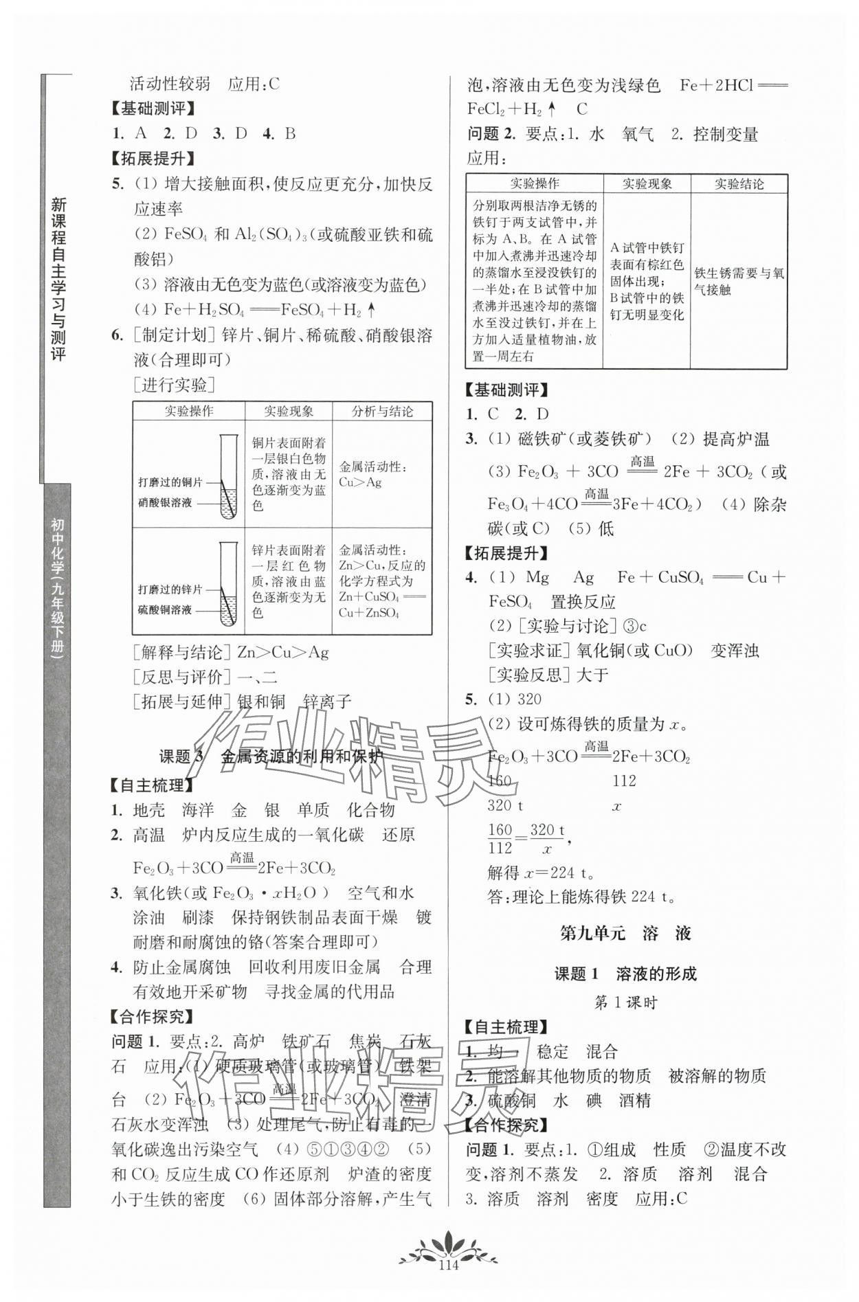 2024年新課程自主學(xué)習(xí)與測評九年級化學(xué)下冊人教版 第2頁