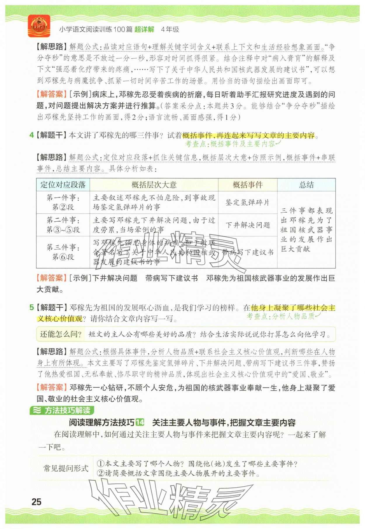 2025年王朝霞小學(xué)語(yǔ)文閱讀訓(xùn)練100篇四年級(jí) 參考答案第25頁(yè)