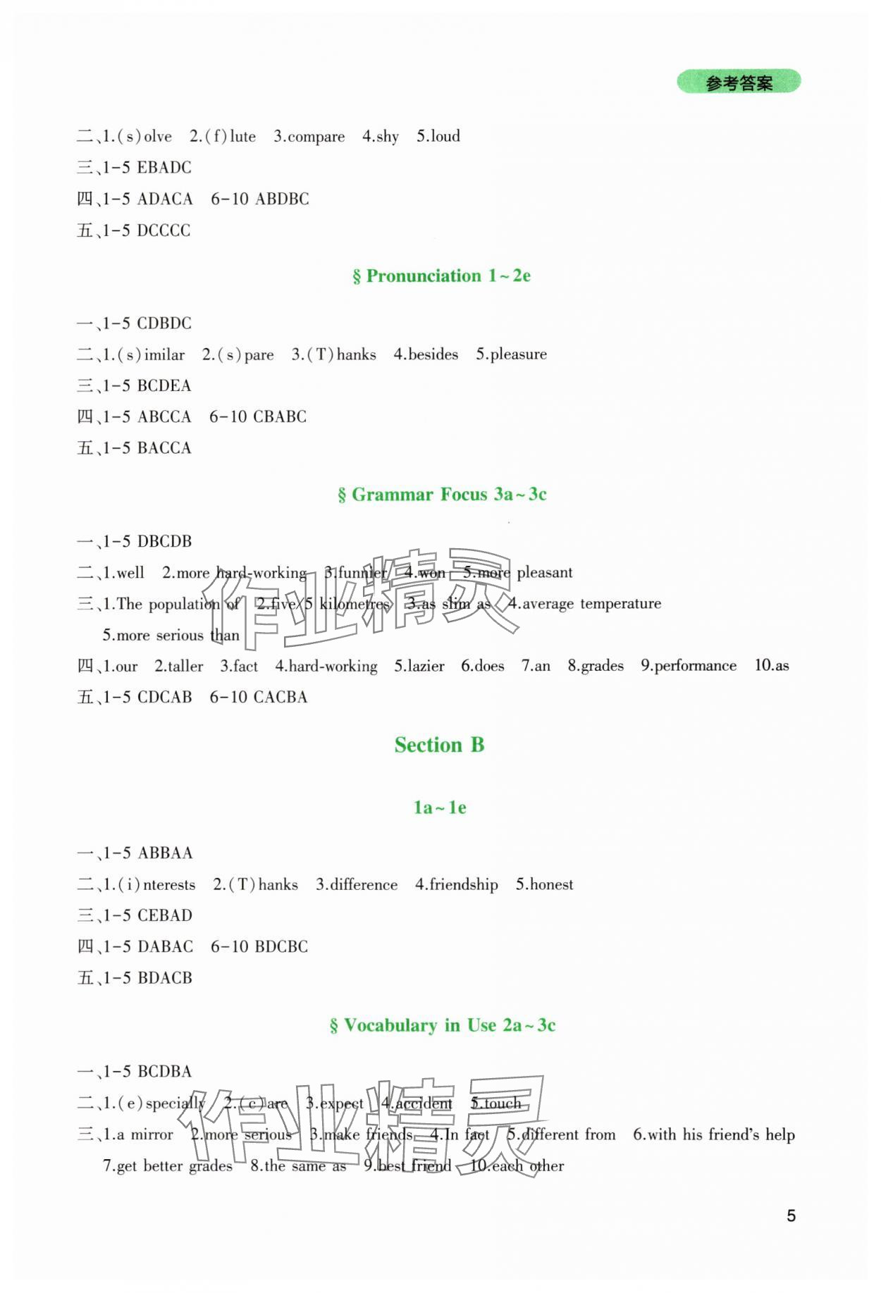 2025年新课程实践与探究丛书八年级英语上册人教版 第5页