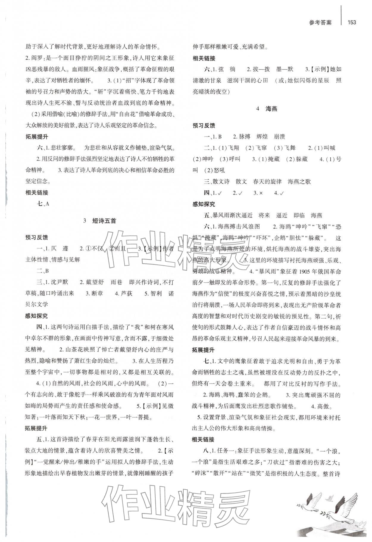 2026年同步练习册大象出版社九年级语文下册人教版&nbsp;参考答案第2页