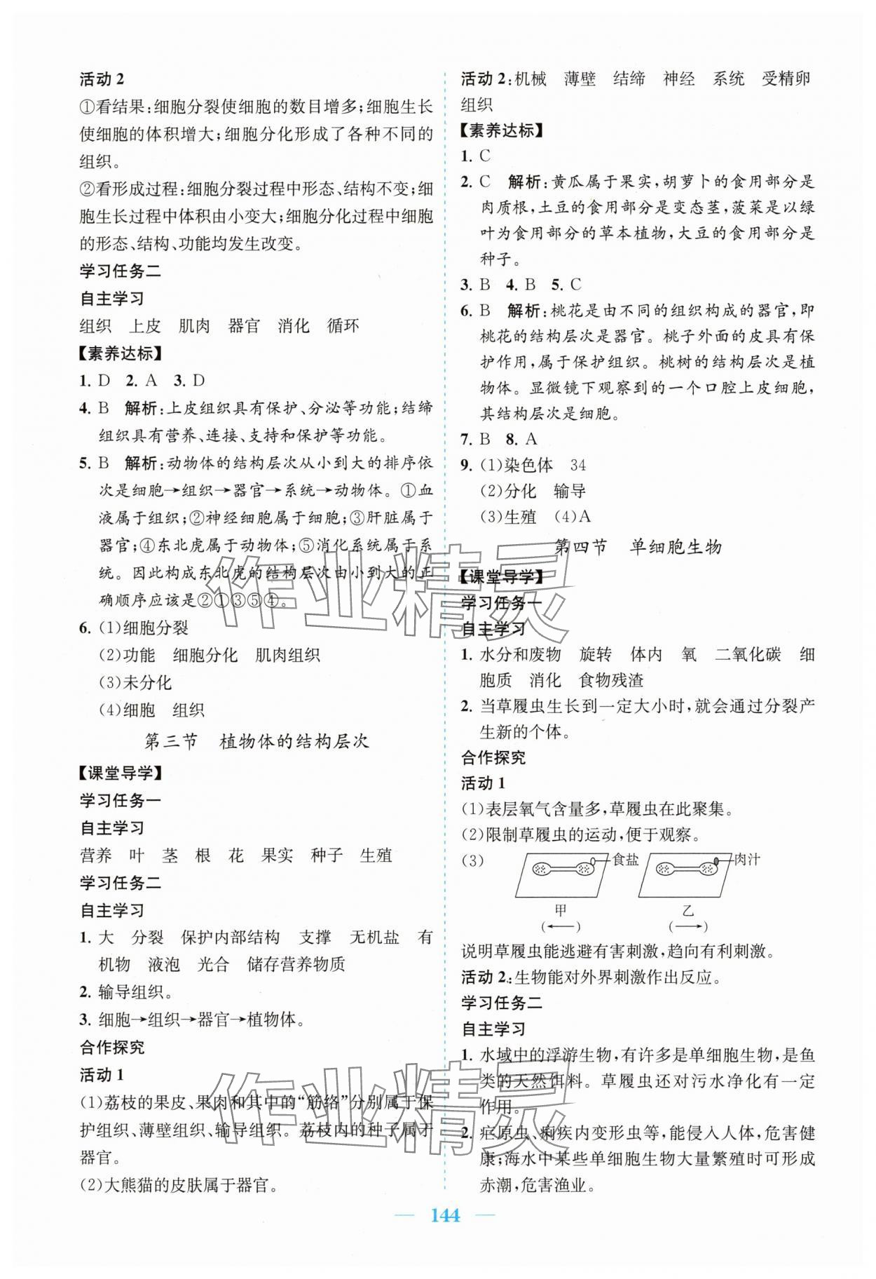 2025年南方新课堂金牌学案七年级生物上册人教版 第4页