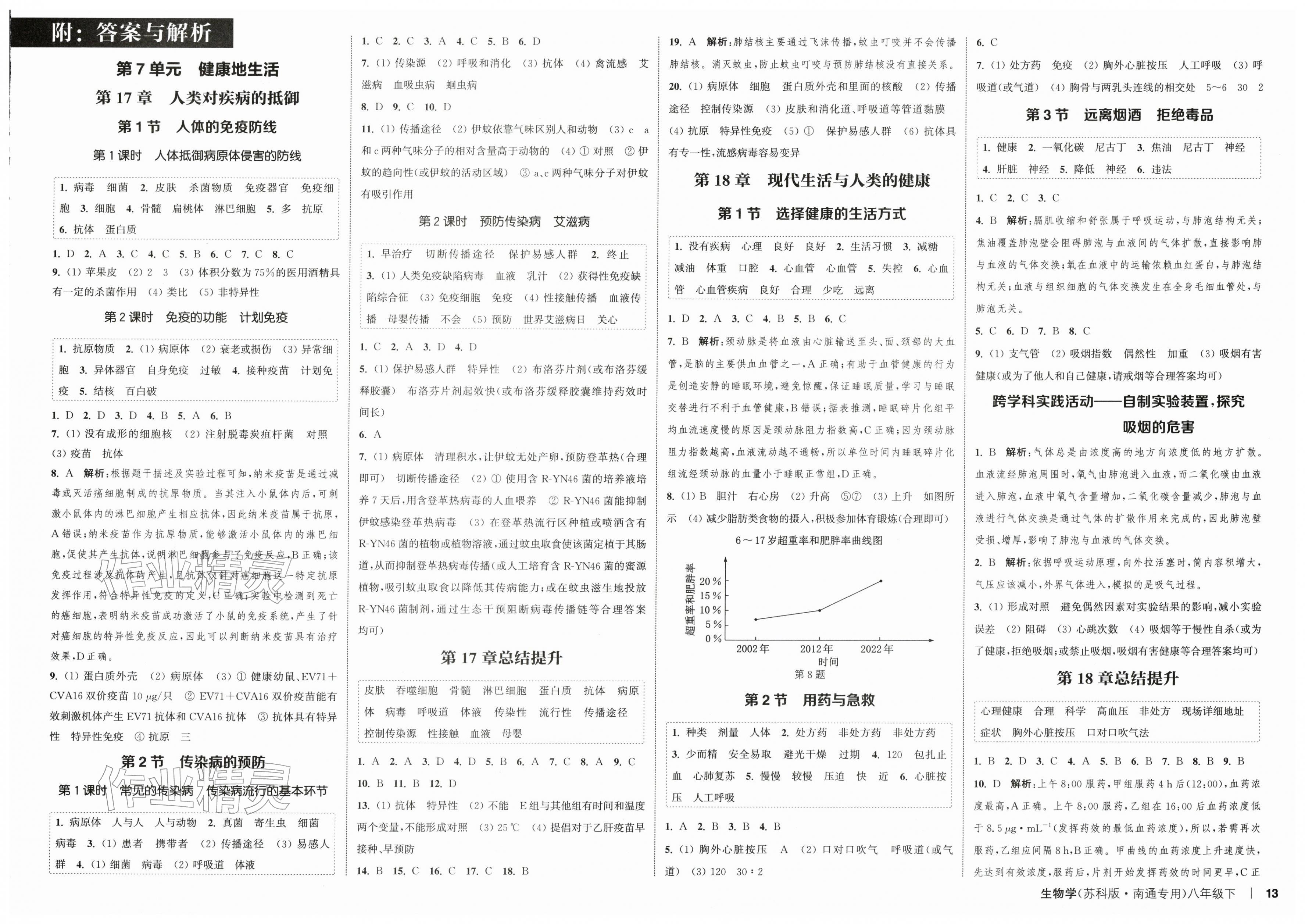 2026年通成学典课时作业本八年级生物下册苏科版南通专版&nbsp;第1页