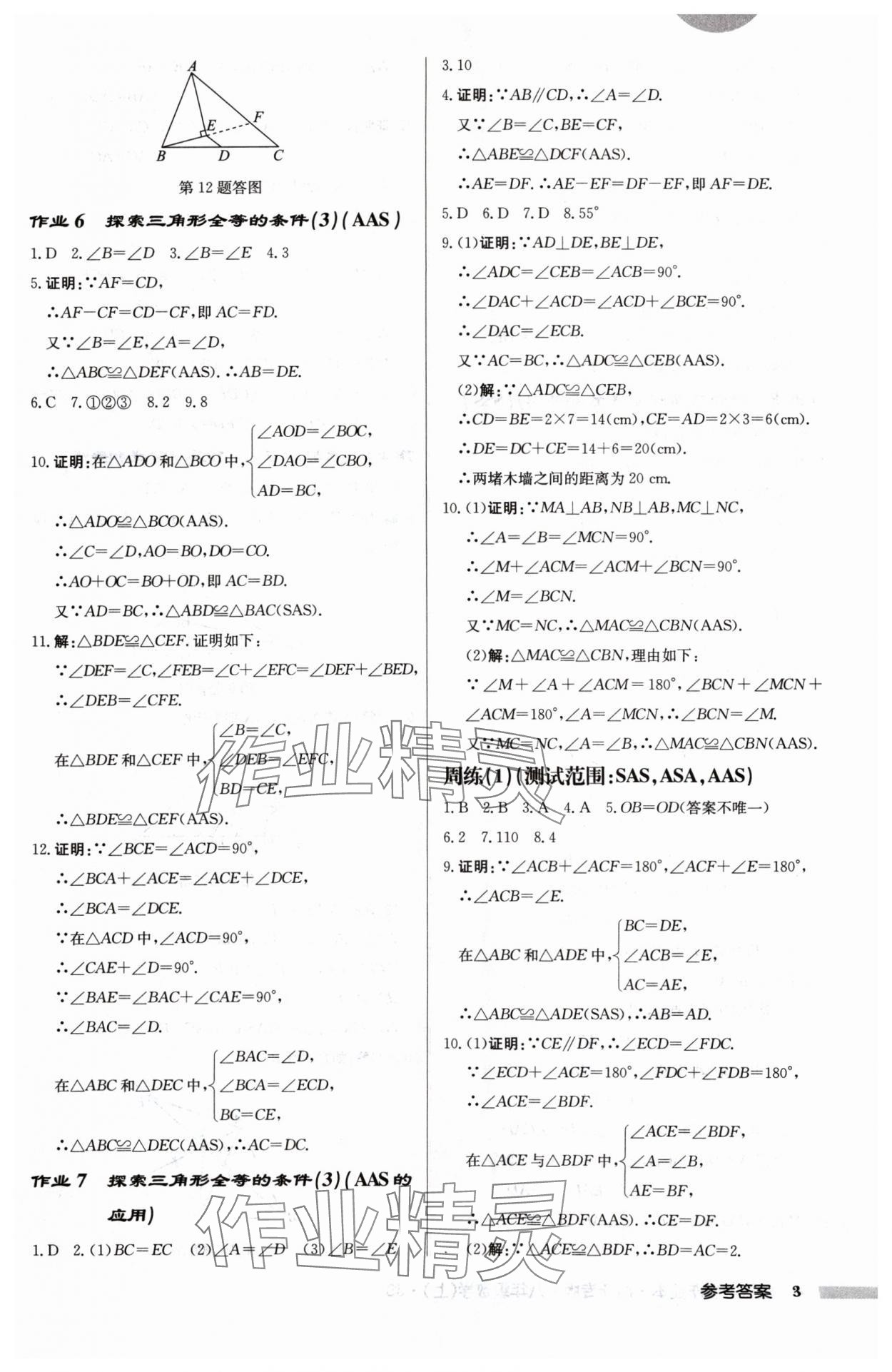 2024年启东中学作业本八年级数学上册江苏版宿迁专版 第3页