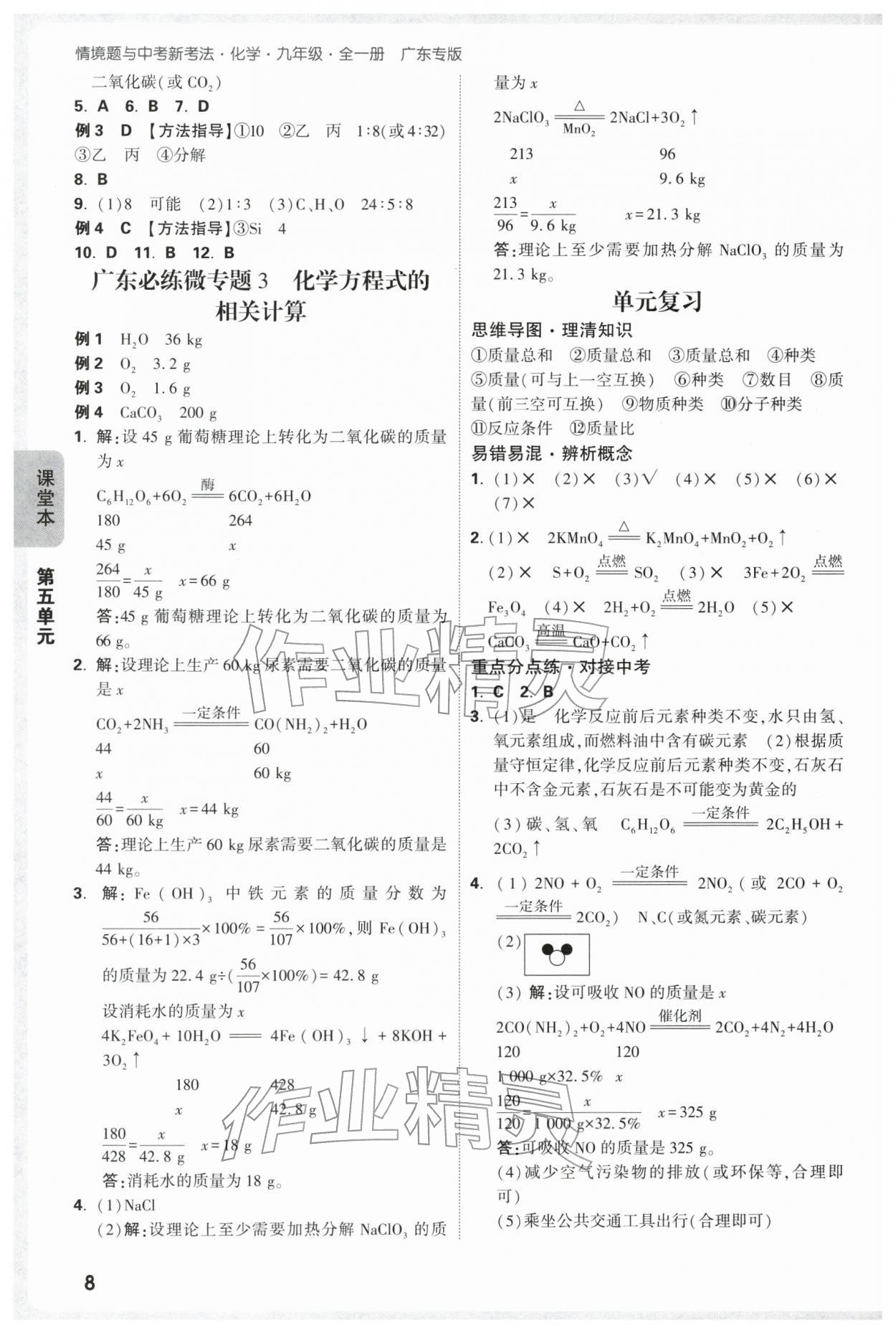 2025年萬(wàn)唯中考情境題九年級(jí)化學(xué)全一冊(cè)人教版廣東專(zhuān)版 參考答案第8頁(yè)