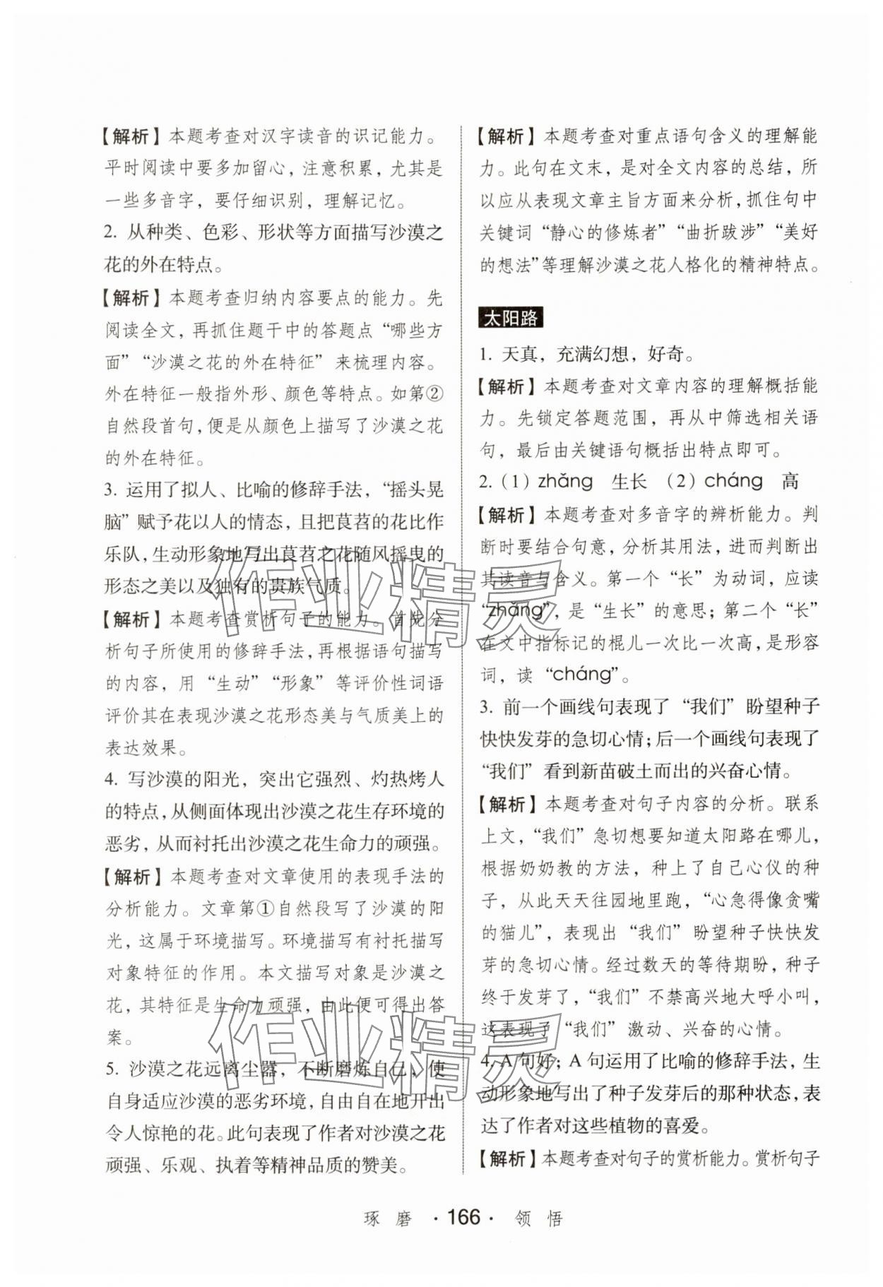 2025年小学语文考试阅读真题精选专练详解五年级&nbsp;参考答案第3页