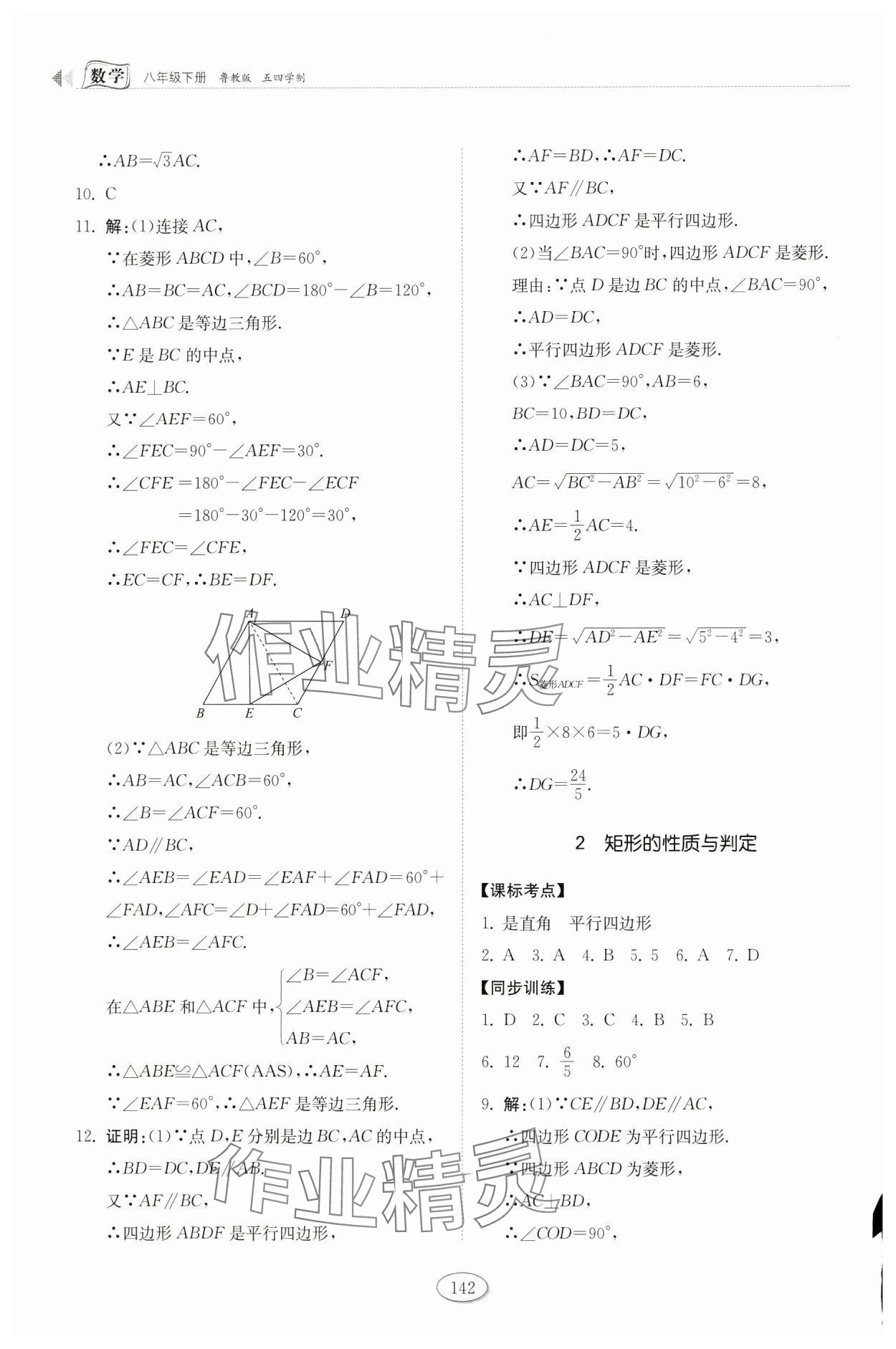 2025年同步練習冊山東科學技術出版社八年級數學下冊魯教版54制 第2頁