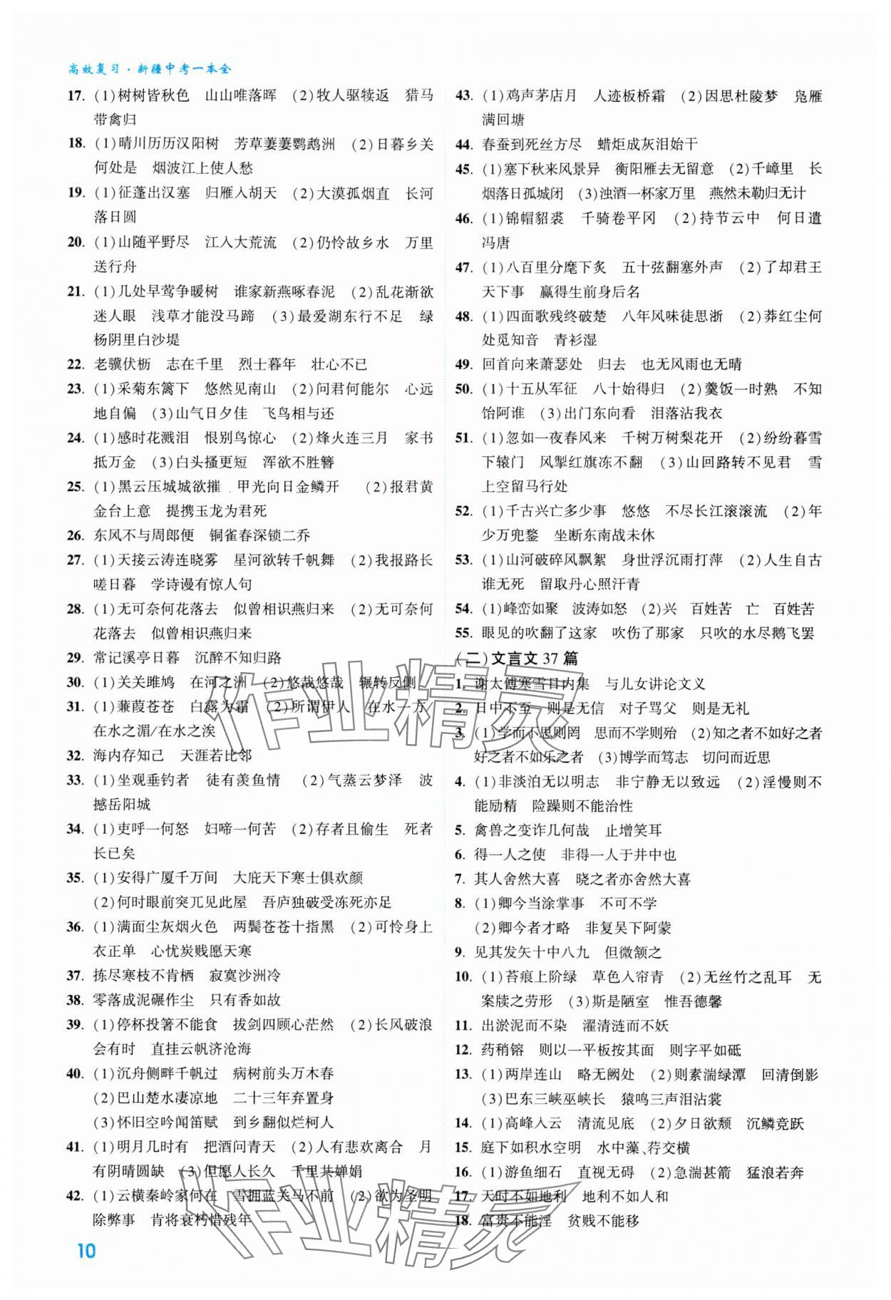 2024年高效复习新疆中考语文 参考答案第10页