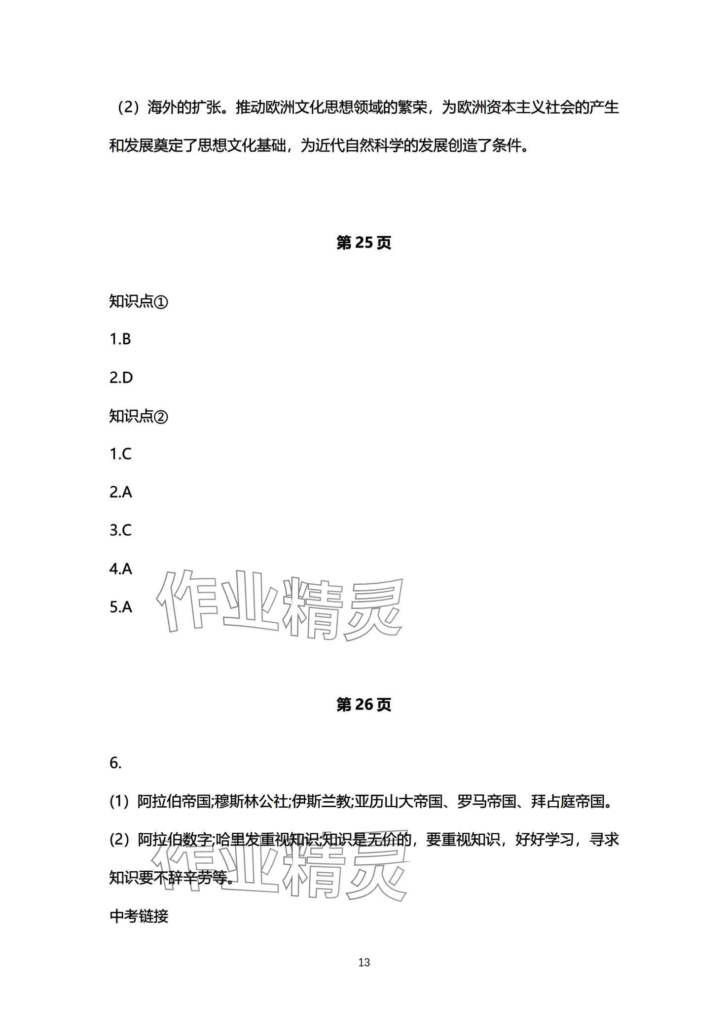 2024年初中同步練習(xí)冊自主測試卷九年級歷史全一冊通用版 第13頁