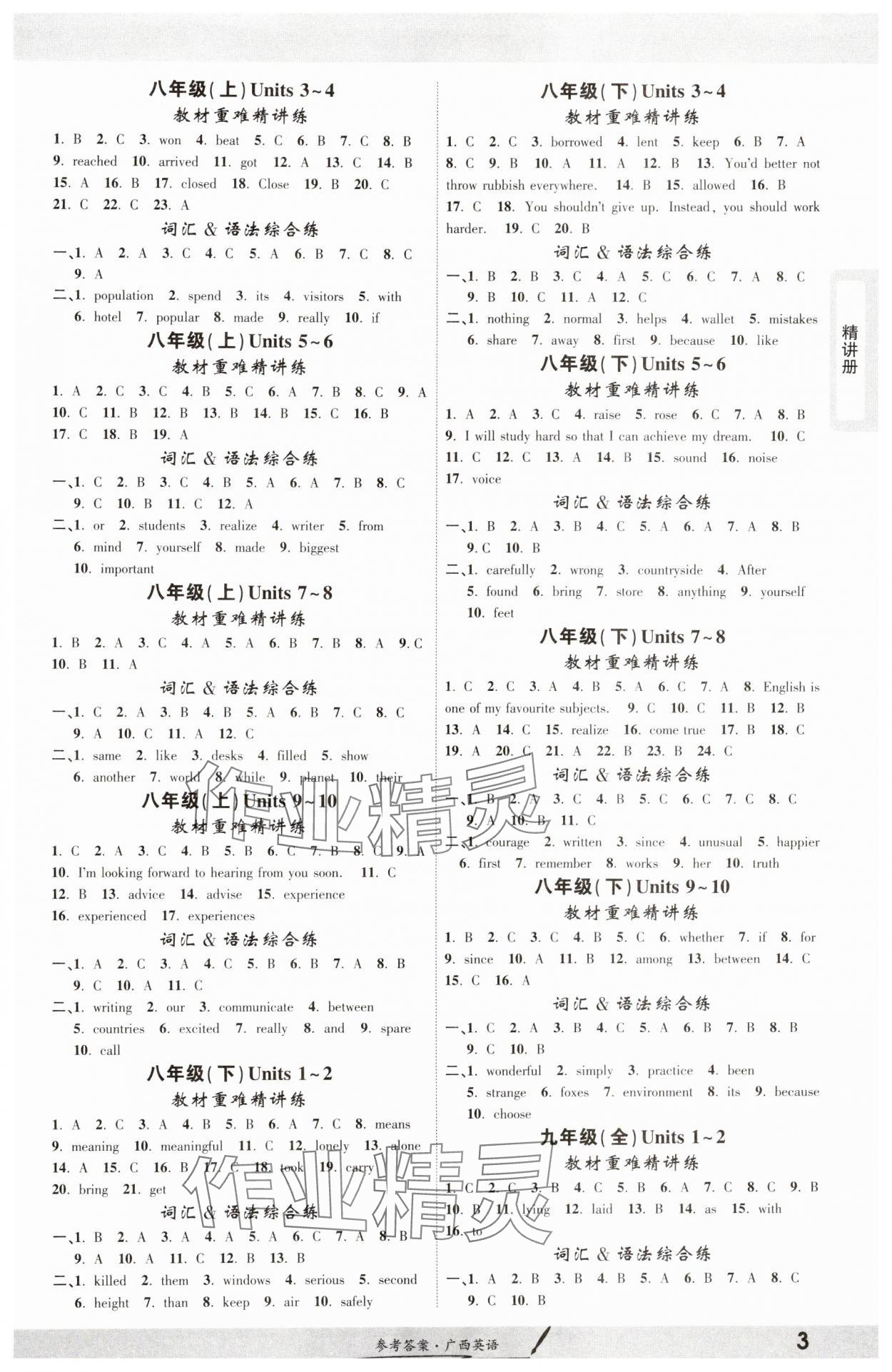 2025年一戰(zhàn)成名考前新方案英語廣西專用 參考答案第2頁