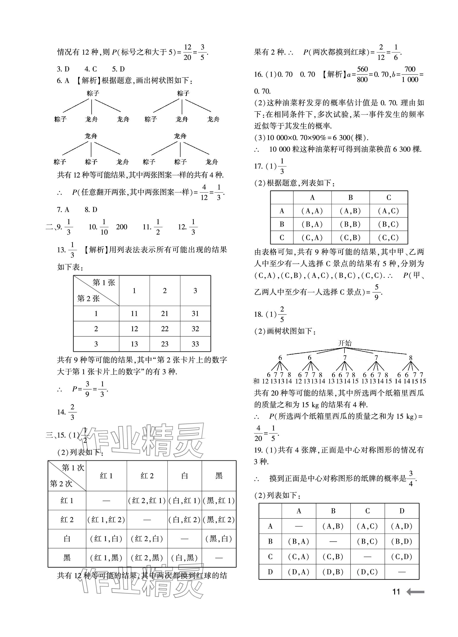 2023年節(jié)節(jié)高大象出版社九年級(jí)數(shù)學(xué)全一冊(cè)北師大版 參考答案第11頁(yè)