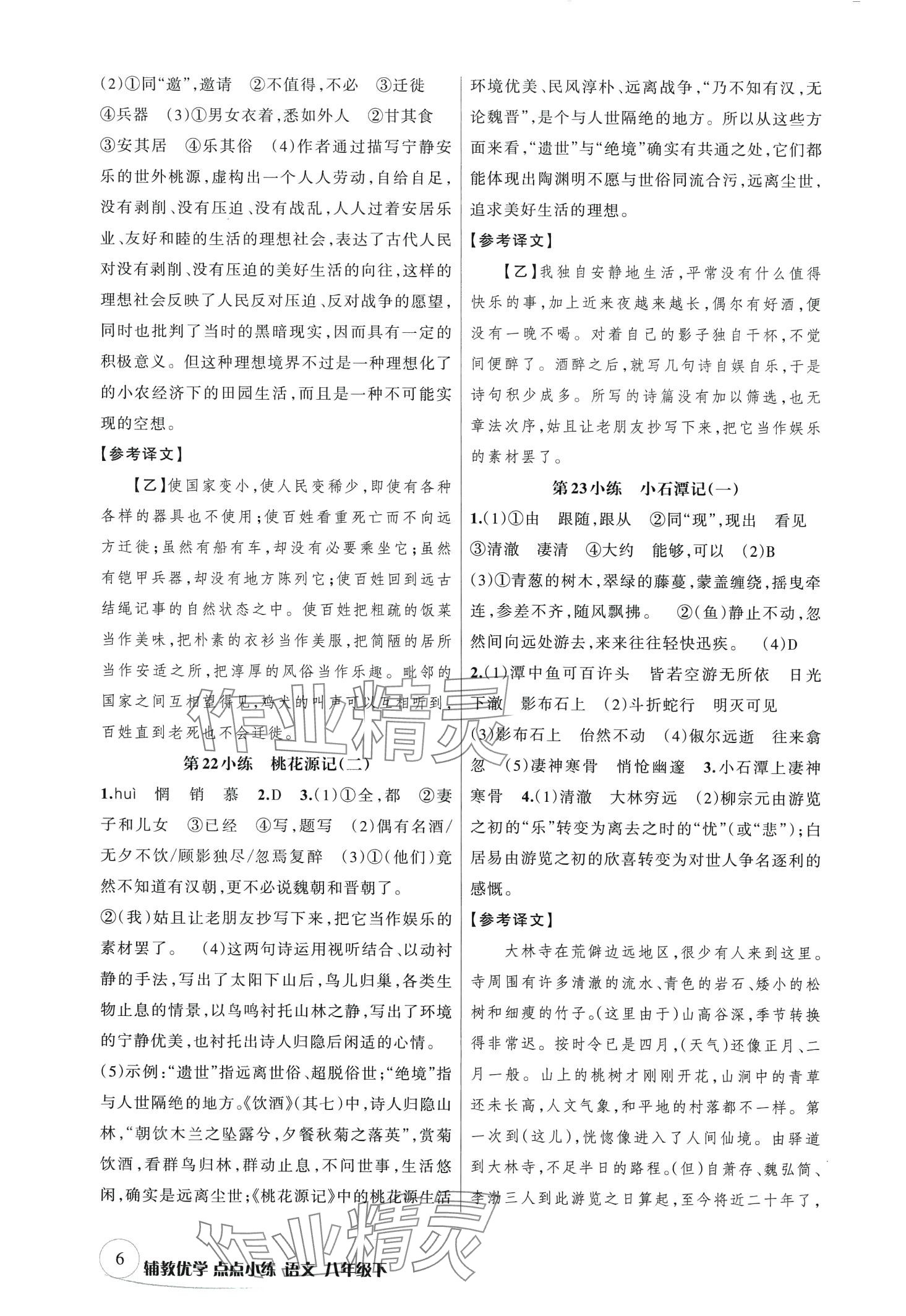 2024年輔教優(yōu)學(xué)點(diǎn)點(diǎn)小練八年級語文下冊人教版 第6頁