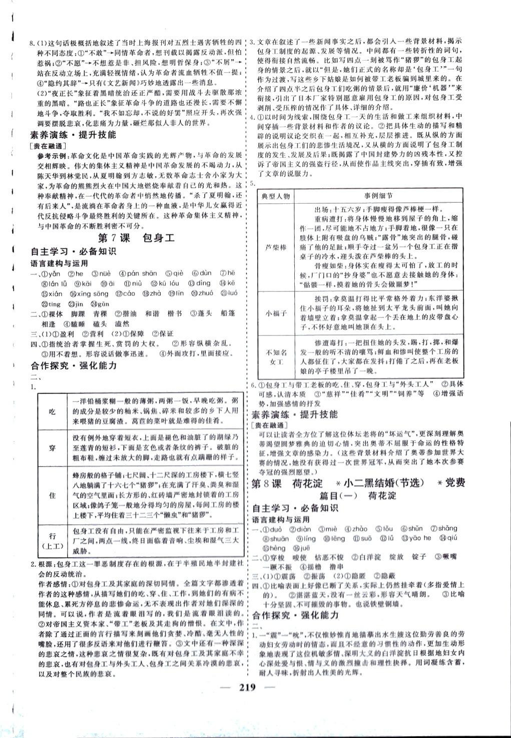 2024年創(chuàng)新大課堂高中同步輔導(dǎo)與測評高中語文選擇性必修中冊 參考答案第7頁