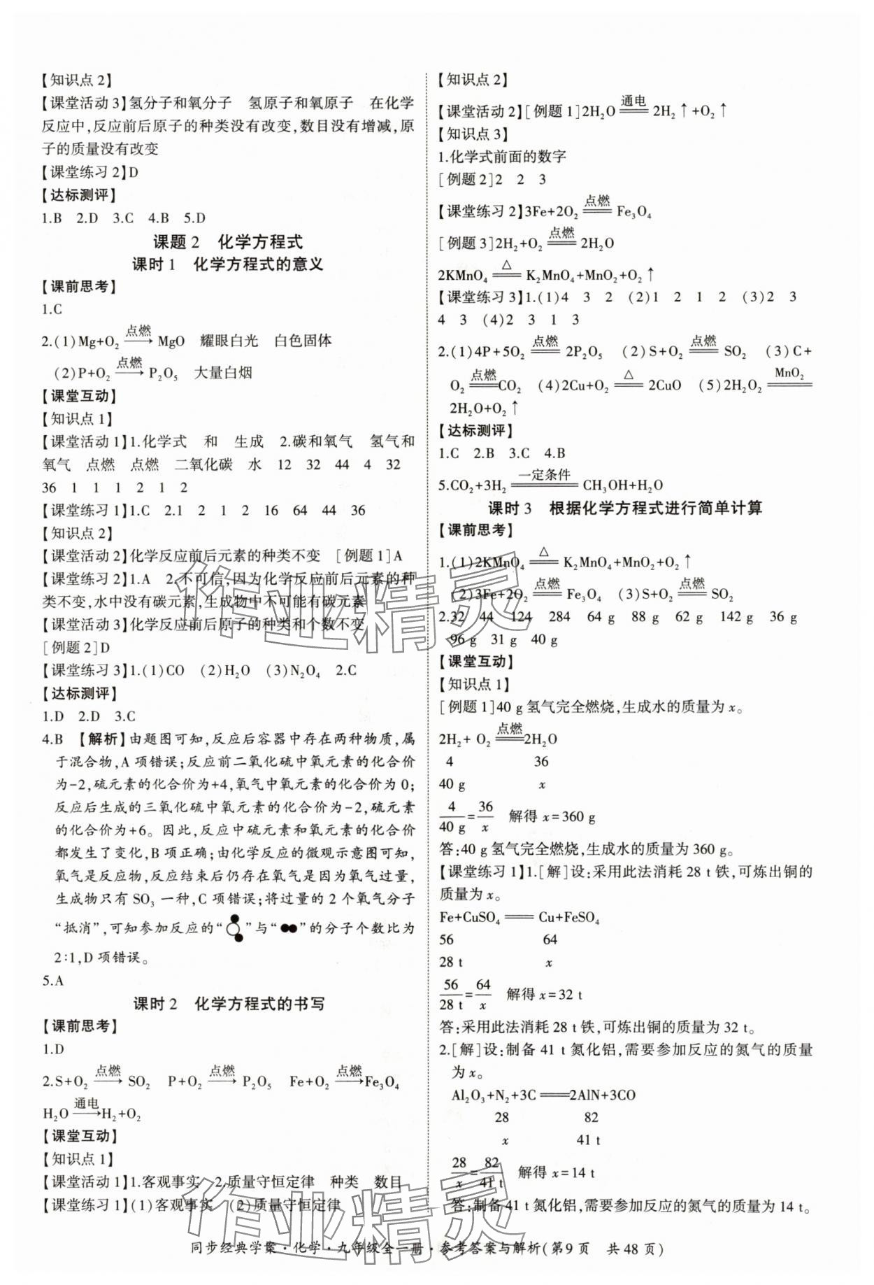 2025年同步经典学案九年级化学全一册人教版 第9页