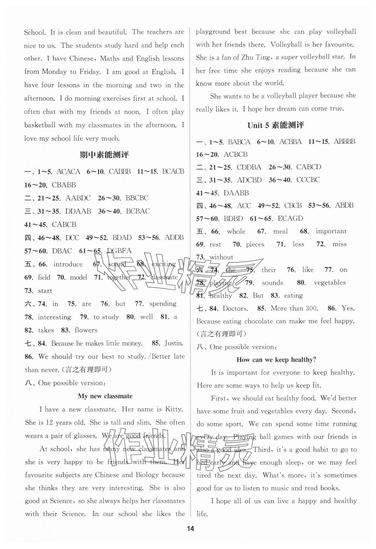 2025年通城学典课时作业本七年级英语上册译林版宿迁专用 第14页