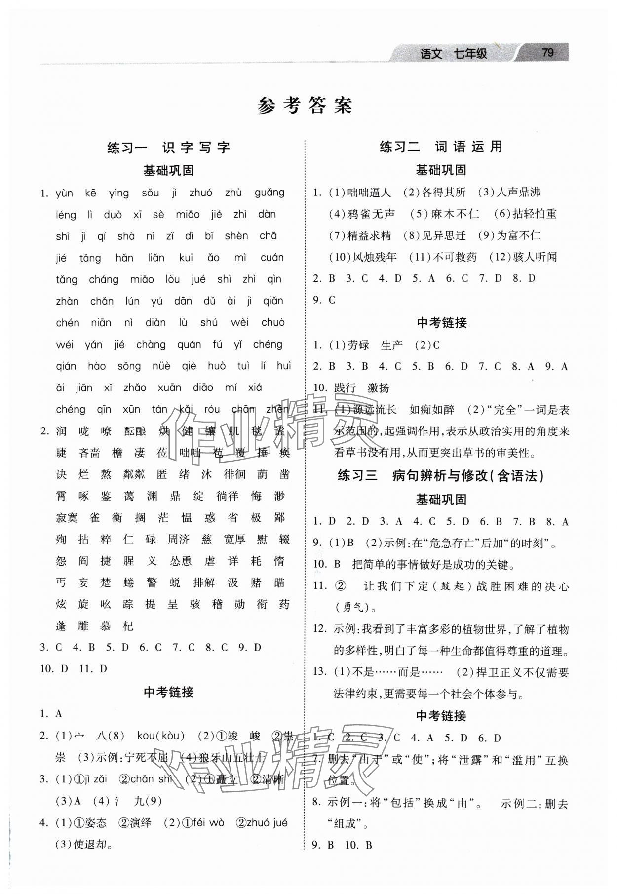 2025年寒假作業(yè)河北美術(shù)出版社七年級(jí)語(yǔ)文 第1頁(yè)