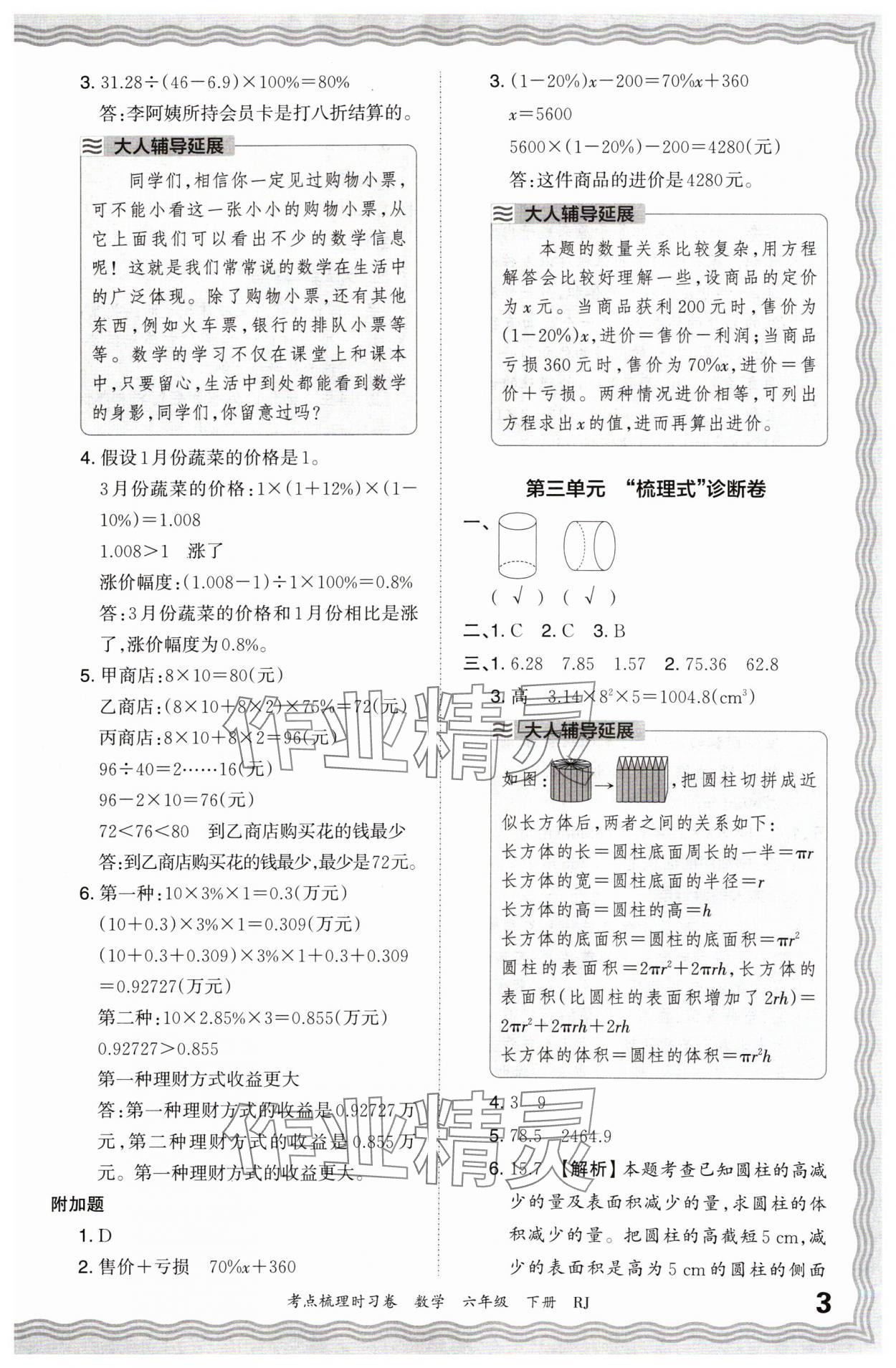 2024年王朝霞考点梳理时习卷六年级数学下册人教版 第3页