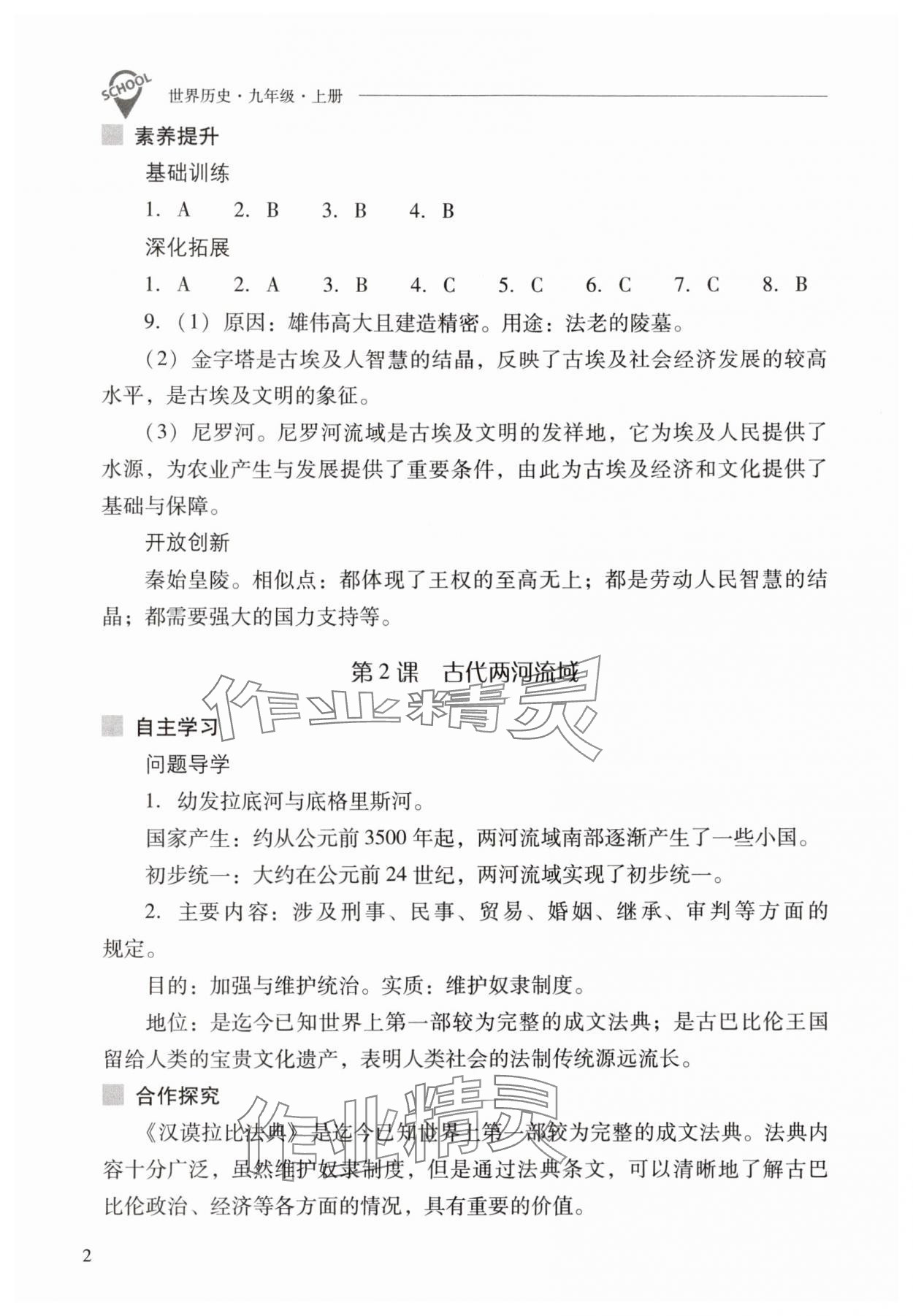2025年新课程问题解决导学方案九年级历史上册人教版 第2页
