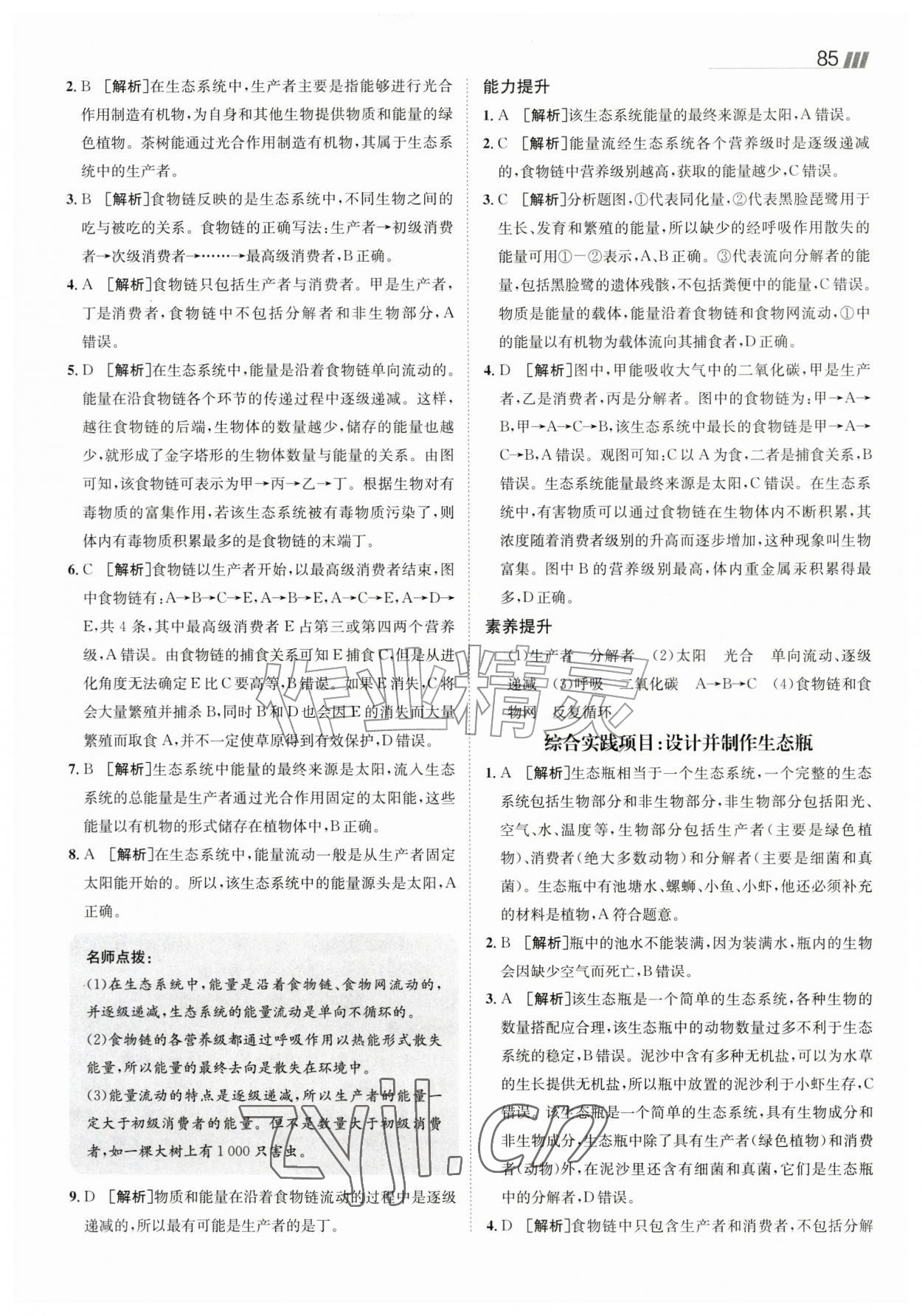 2026年同行学案七年级生物上册鲁科版&nbsp;参考答案第2页