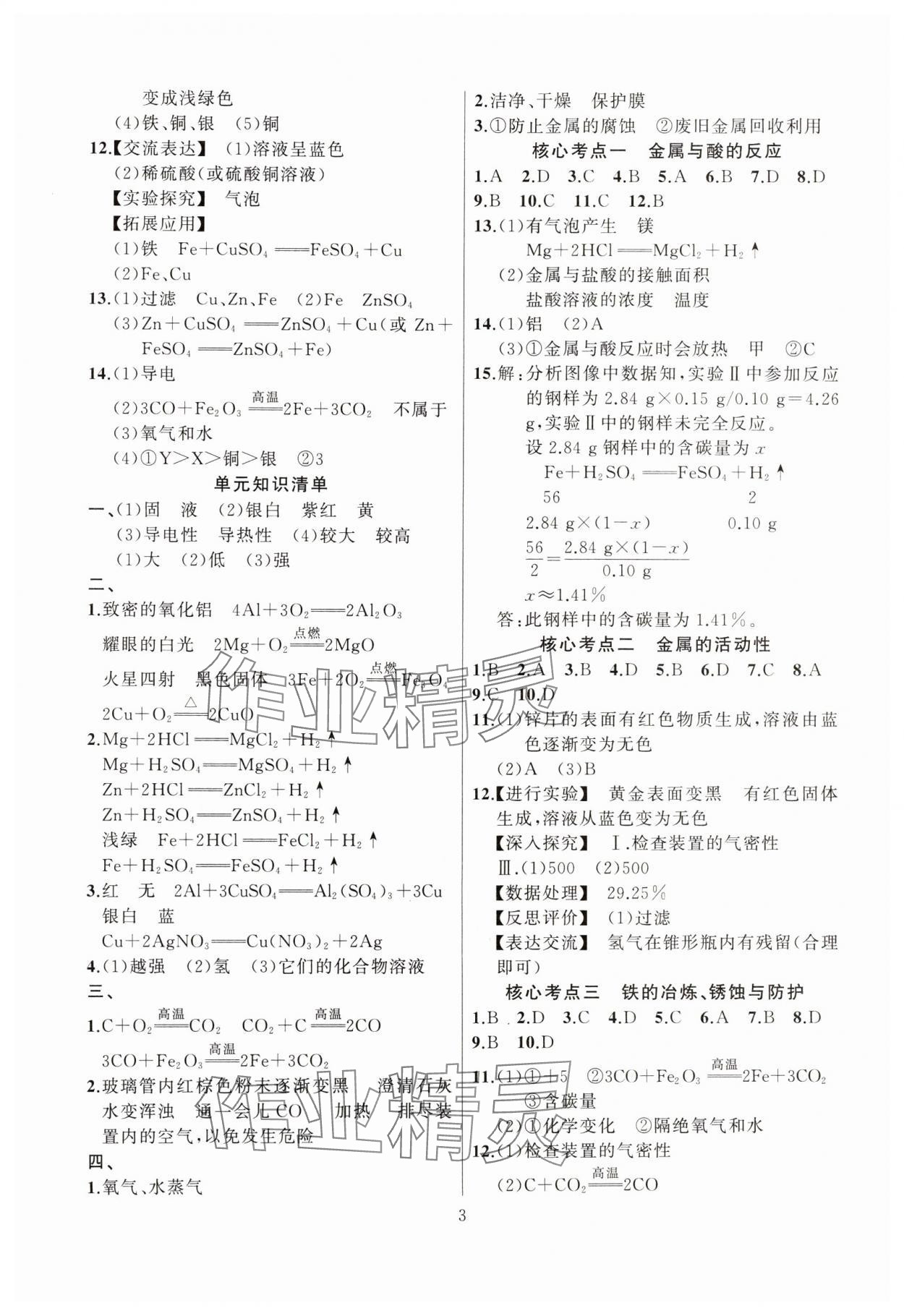 2024年高手點題九年級化學下冊人教版 第3頁