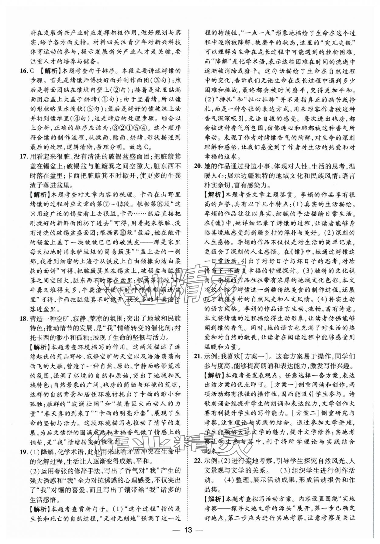 2025年鲁人泰斗中考必备中考试题汇编语文山东专版&nbsp;参考答案第13页