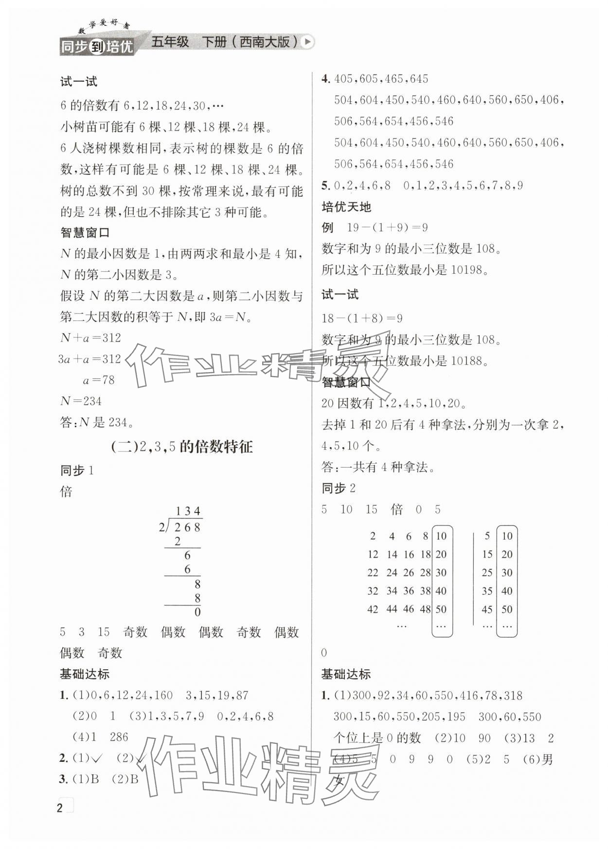 2025年數學愛好者同步到培優五年級下冊西師大版 第2頁