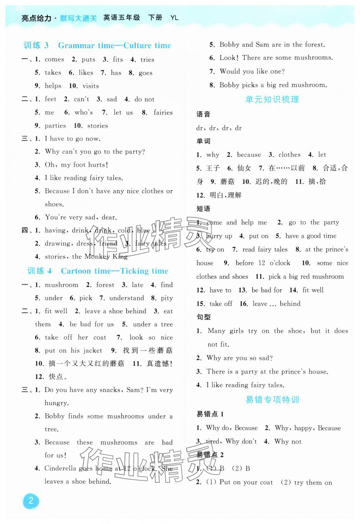 2025年亮点给力默写大通关五年级英语下册译林版 第2页