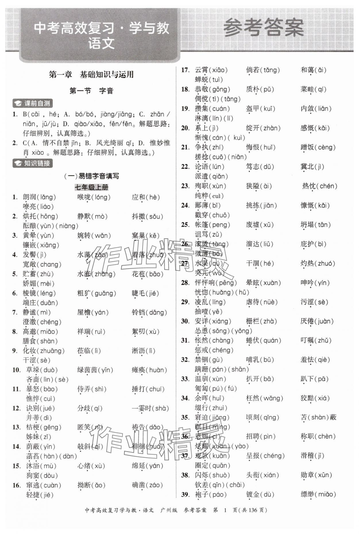 2025年中考高效复习学与教语文广州专版 第1页