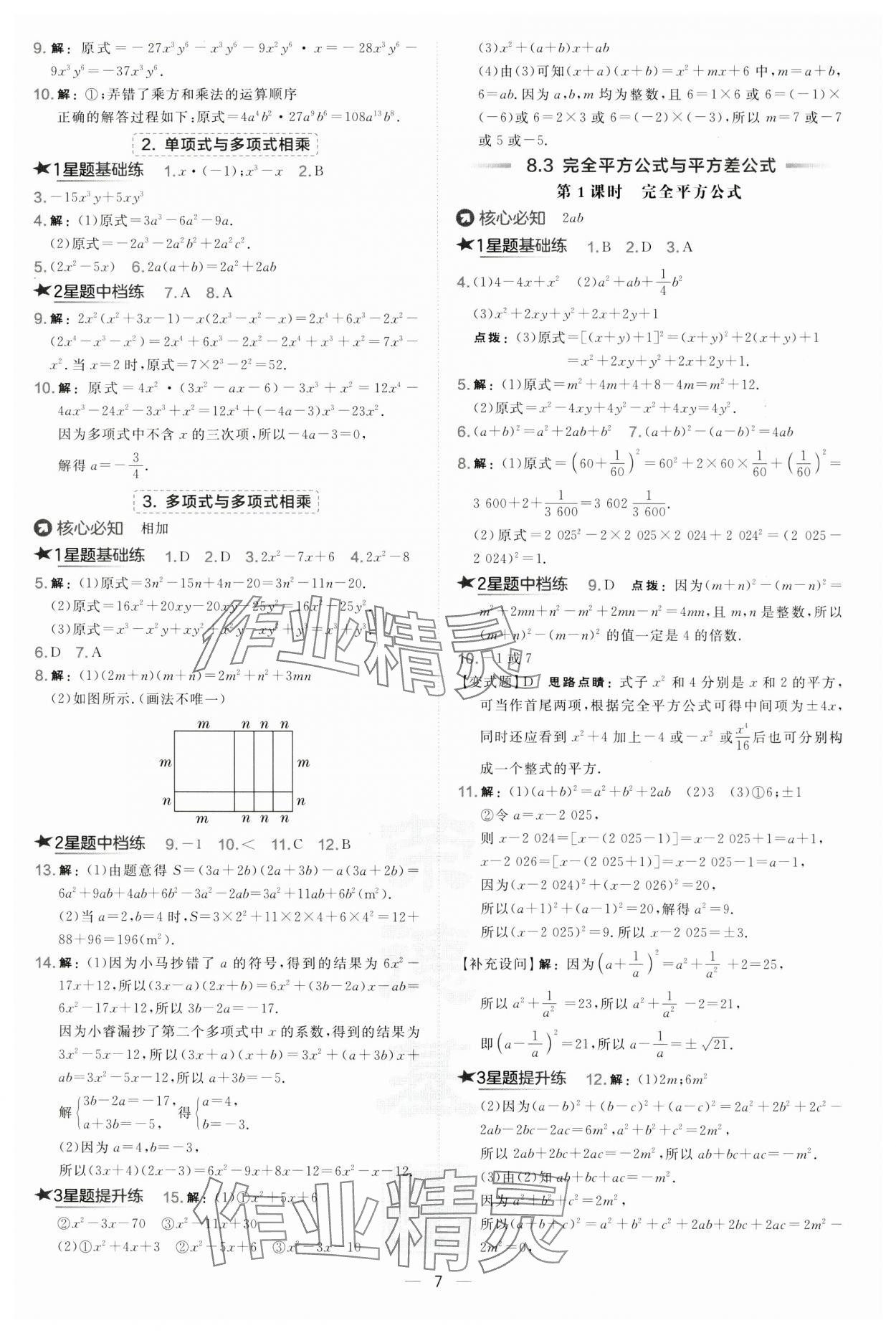 2025年点拨训练七年级数学下册沪科版安徽专版 第7页