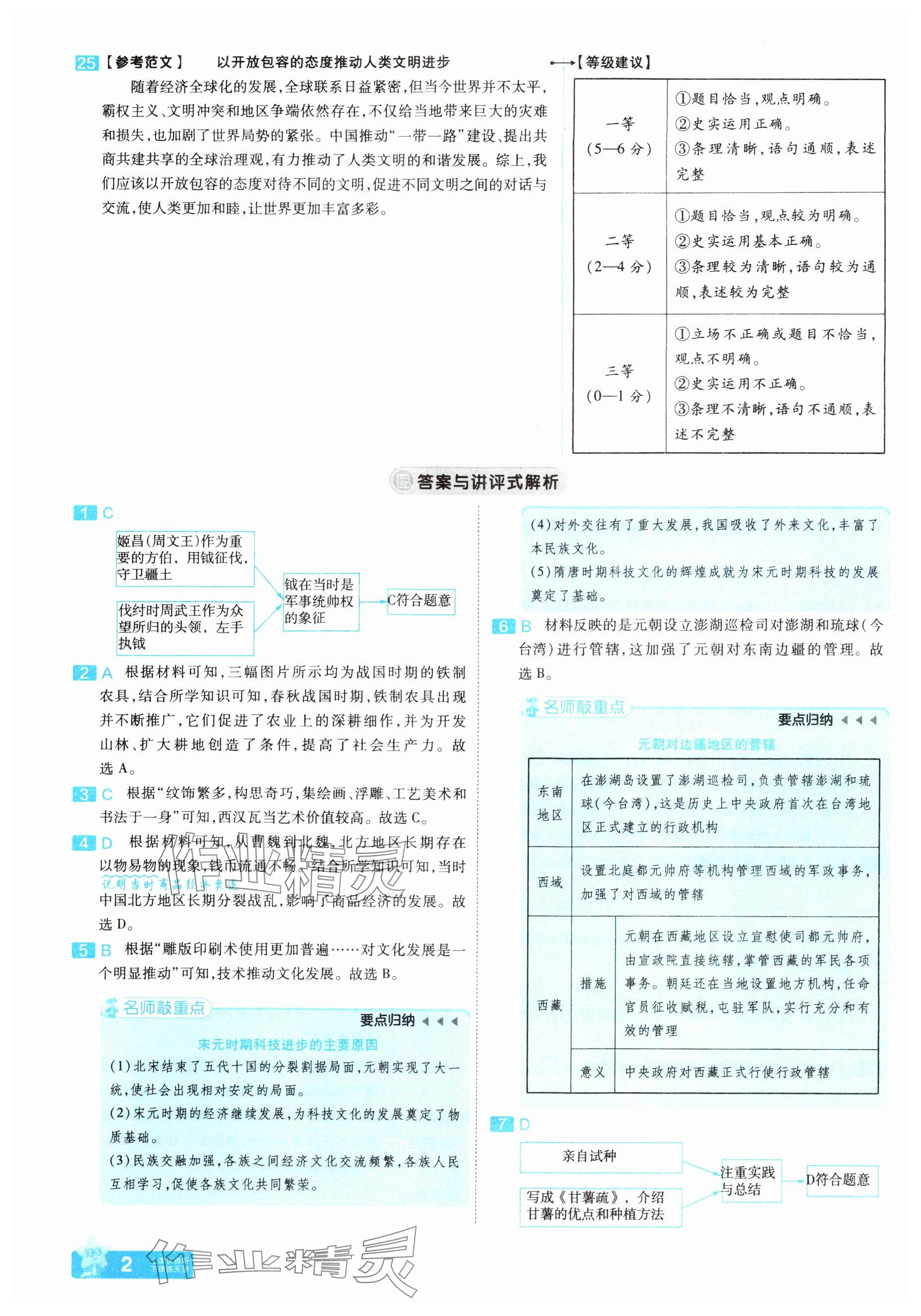 2025年金考卷45套匯編歷史河南專版 參考答案第2頁(yè)