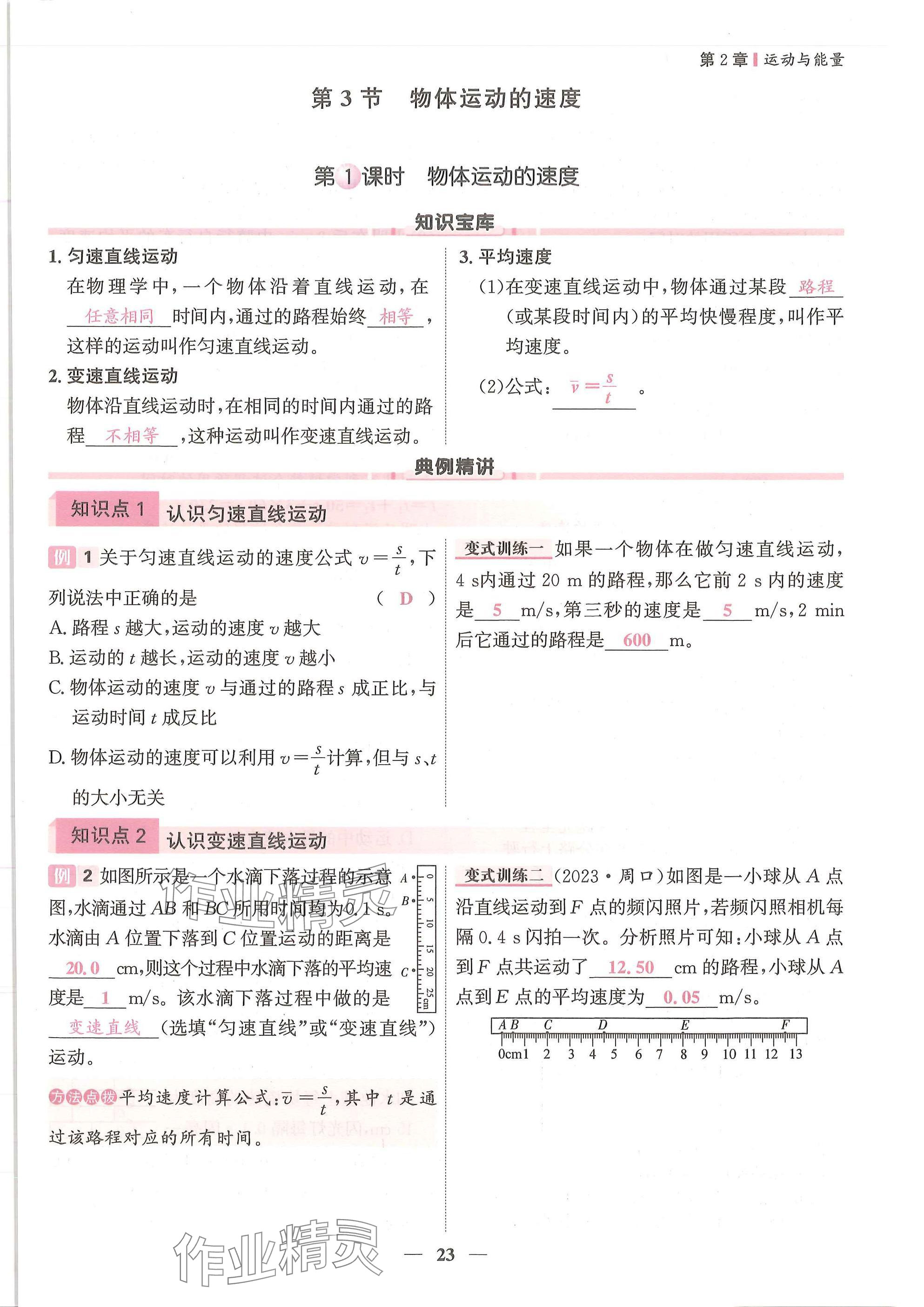 2025年物理学堂八年级上册教科版 参考答案第23页