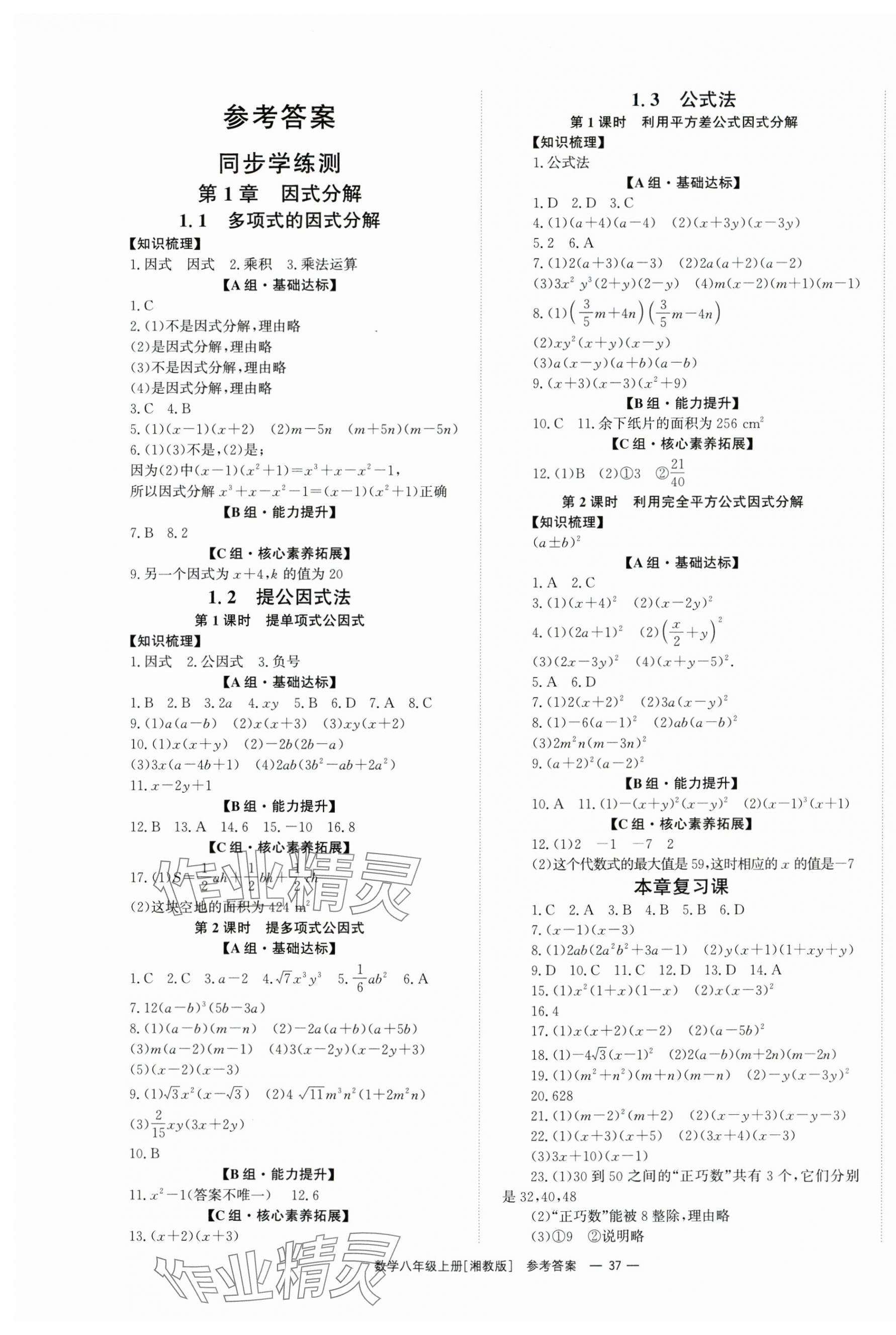 2025年全效学习同步学练测八年级数学上册湘教版 第1页