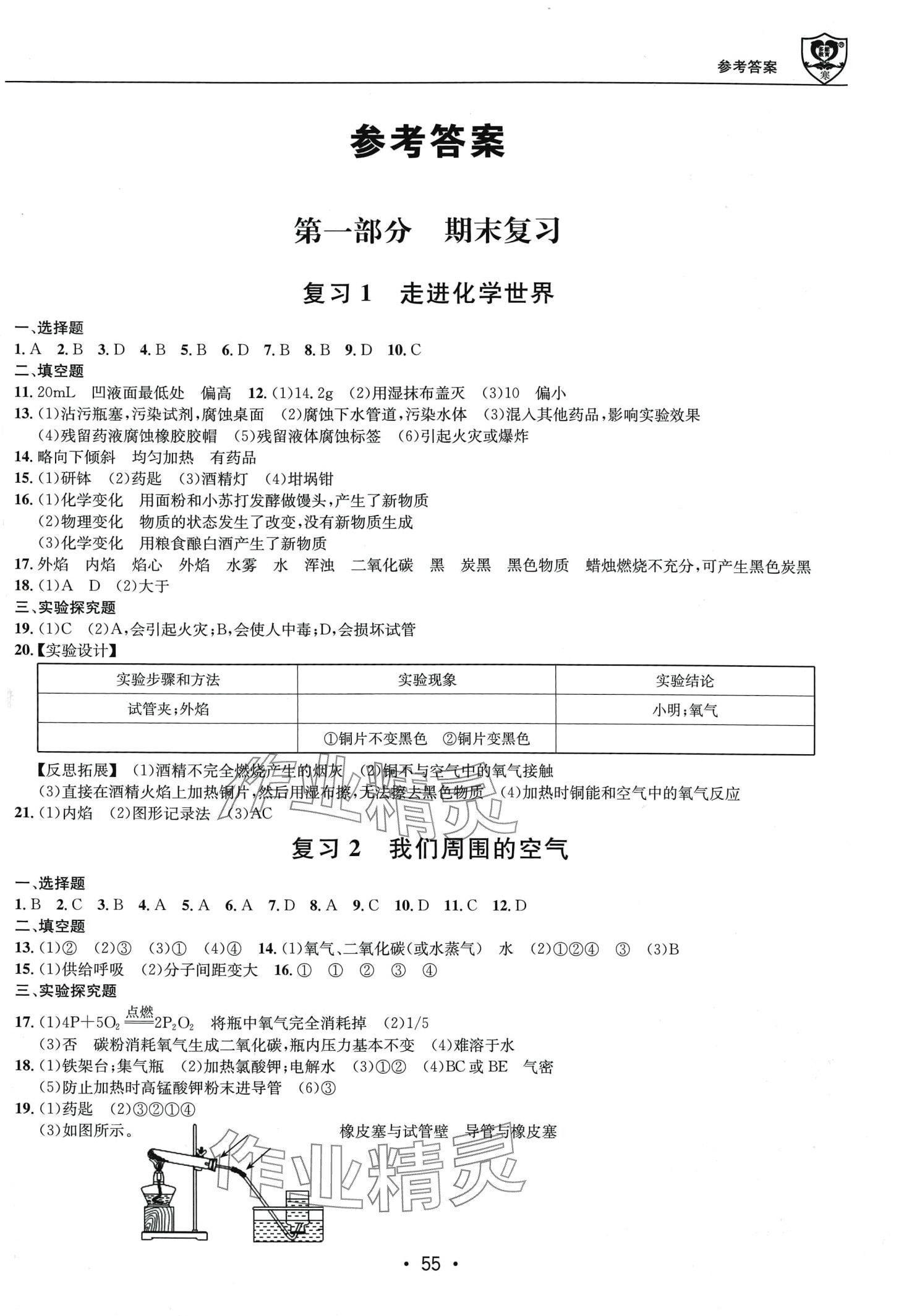 2024年假期成才路九年級(jí)化學(xué)人教版 第1頁