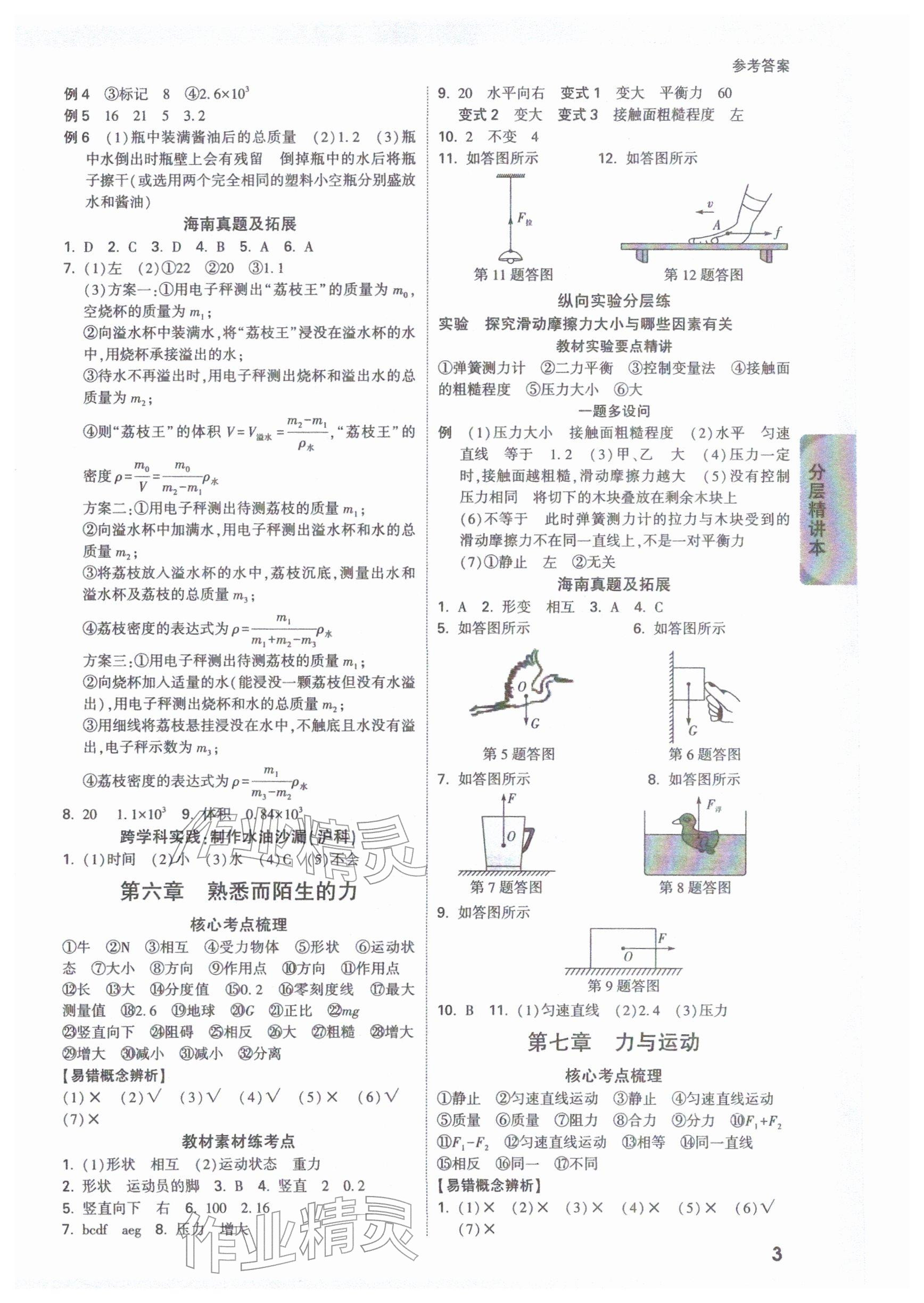 2026年万唯中考试题研究物理海南专版&nbsp;参考答案第3页