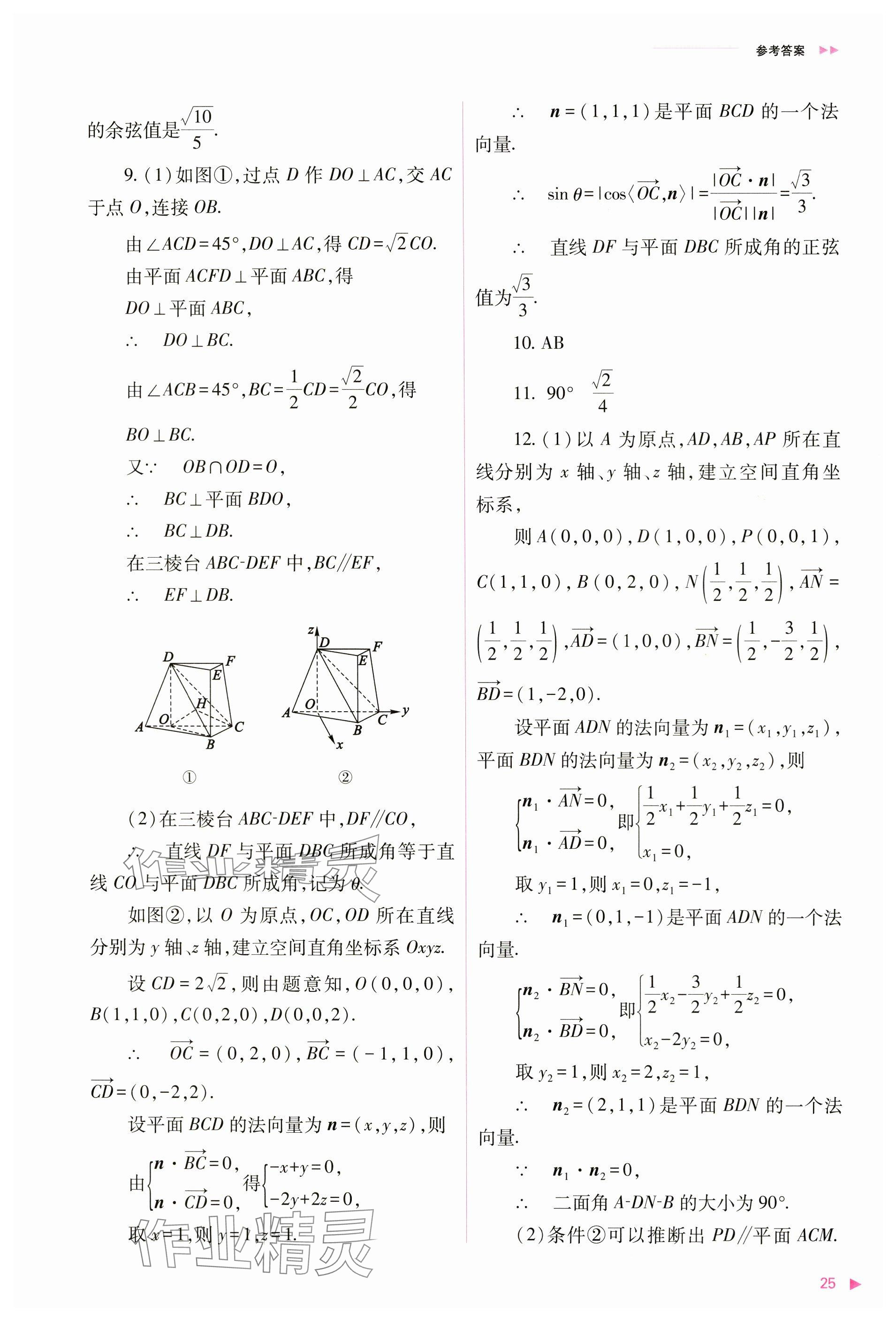 2024年普通高中新课程同步练习册高中数学选择性必修第一册人教版 参考答案第25页