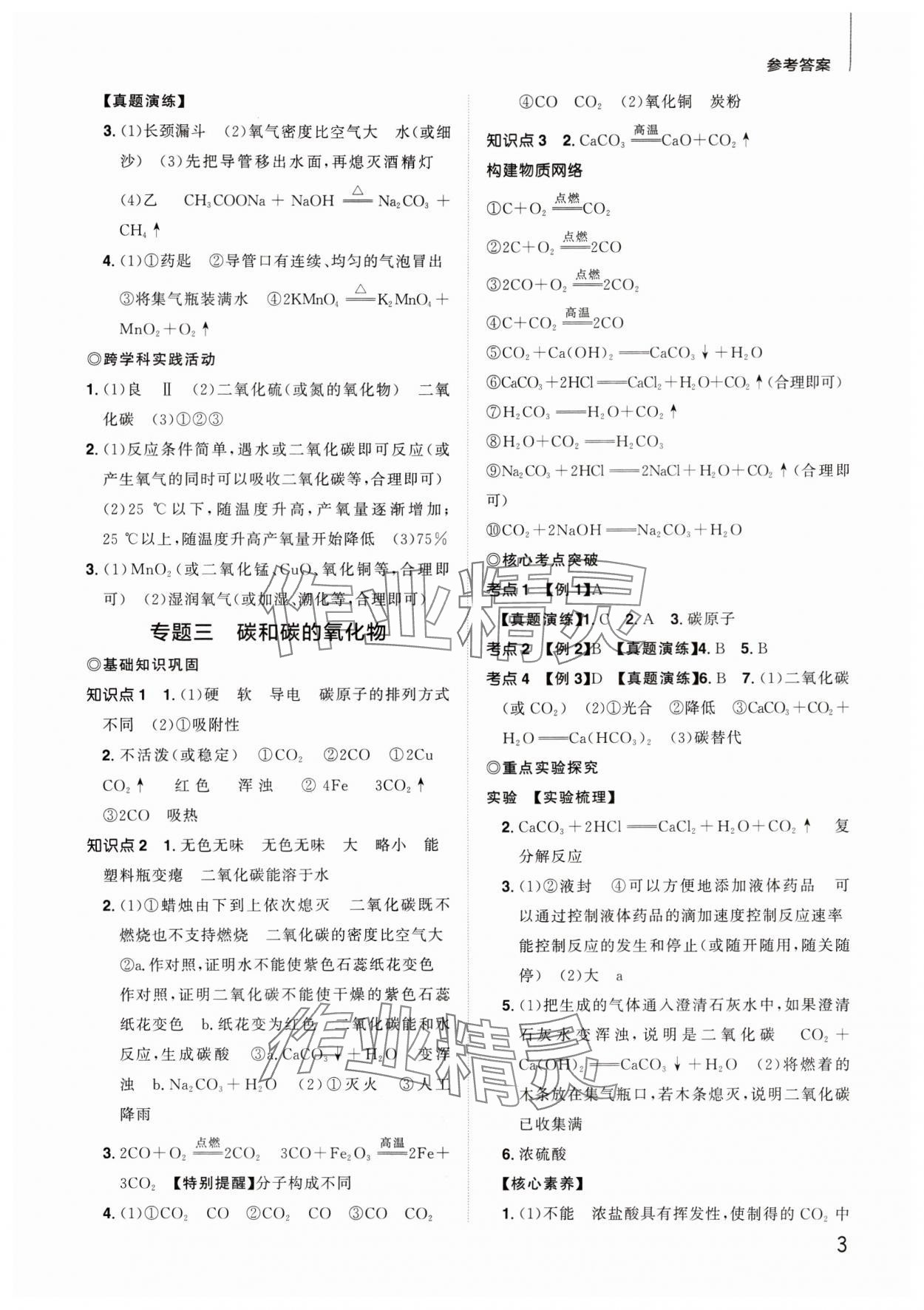 2024年陽光同學分層新中考化學福建專版 參考答案第3頁