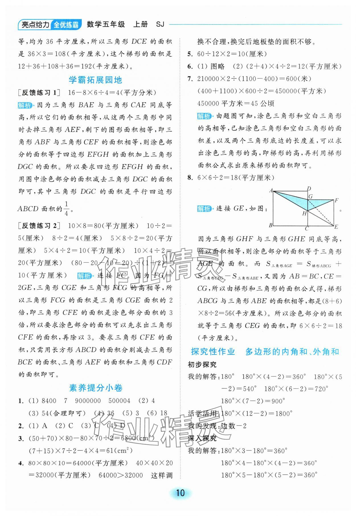 2024年亮點給力全優(yōu)練霸五年級數(shù)學上冊蘇教版 參考答案第10頁