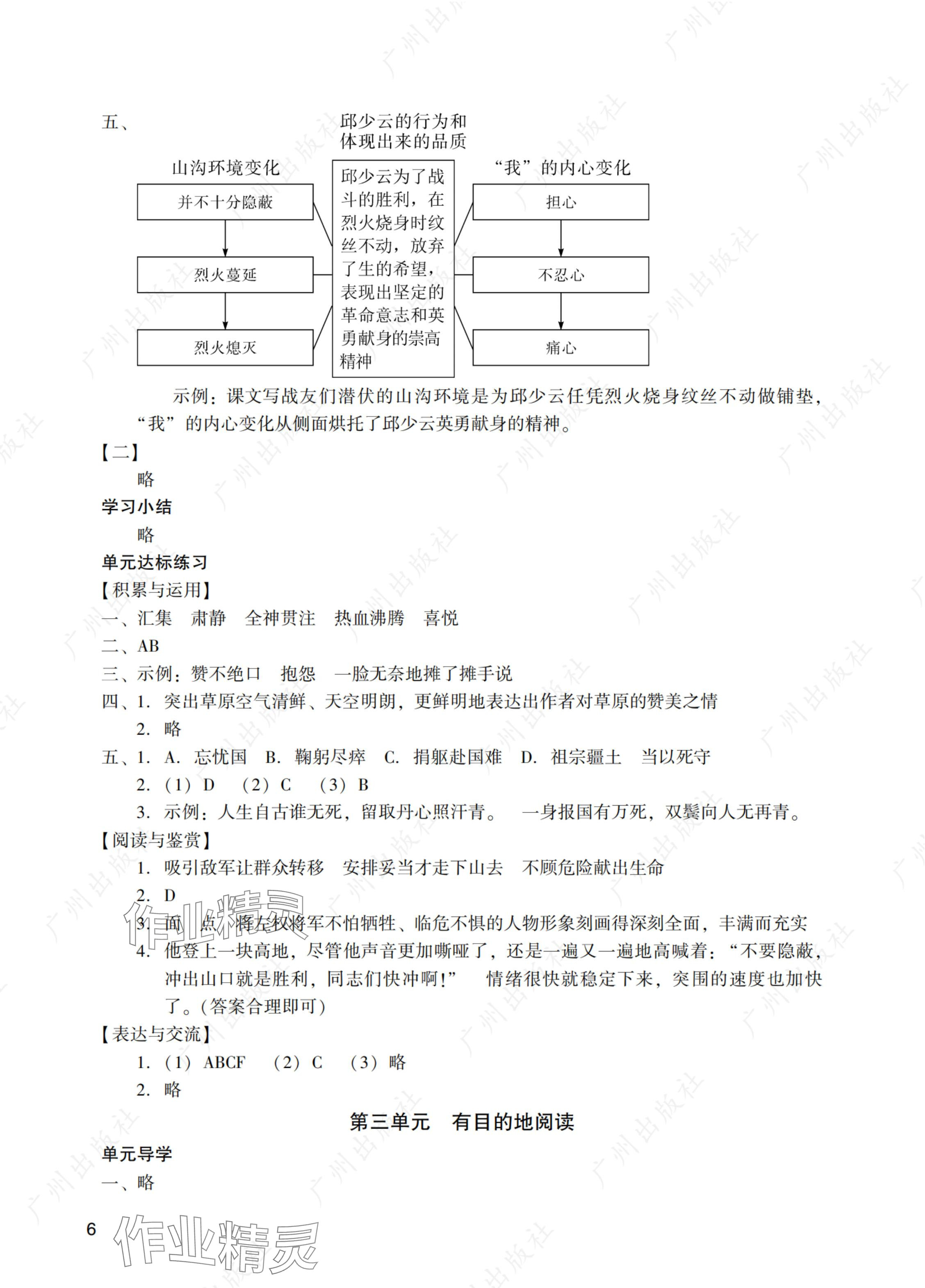 2024年陽光學(xué)業(yè)評價六年級語文上冊人教版 參考答案第6頁