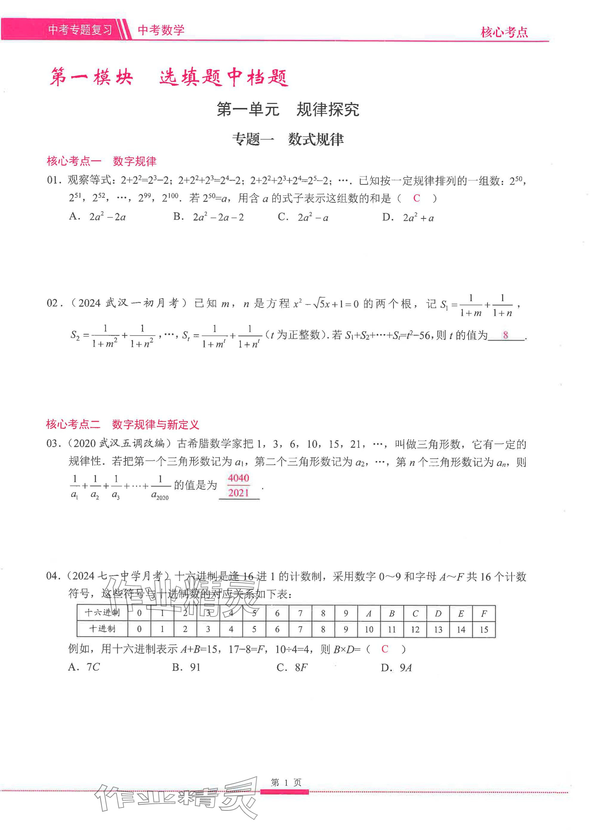 2025年名校學(xué)典核心考點延邊大學(xué)出版社數(shù)學(xué) 參考答案第1頁