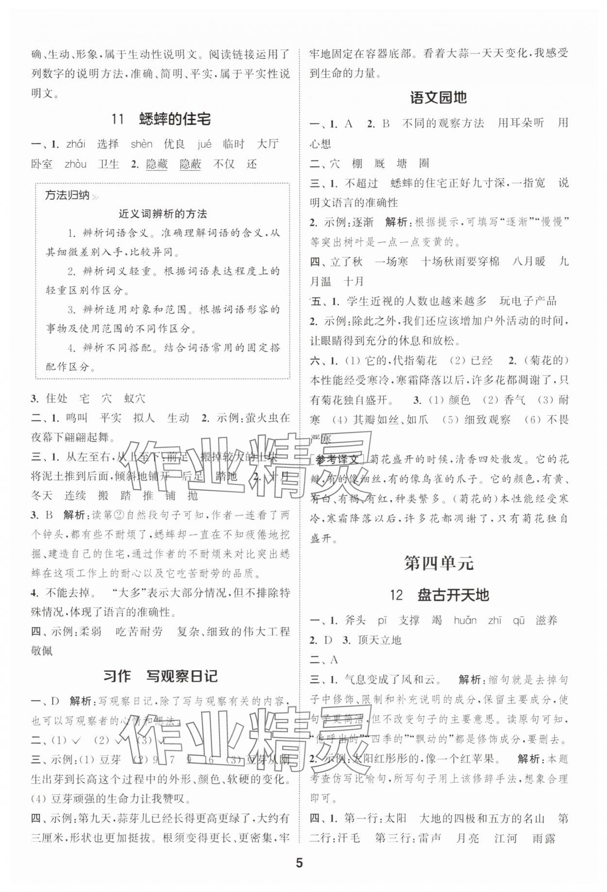 2025年通城學(xué)典課時作業(yè)本四年級語文上冊人教版 第5頁