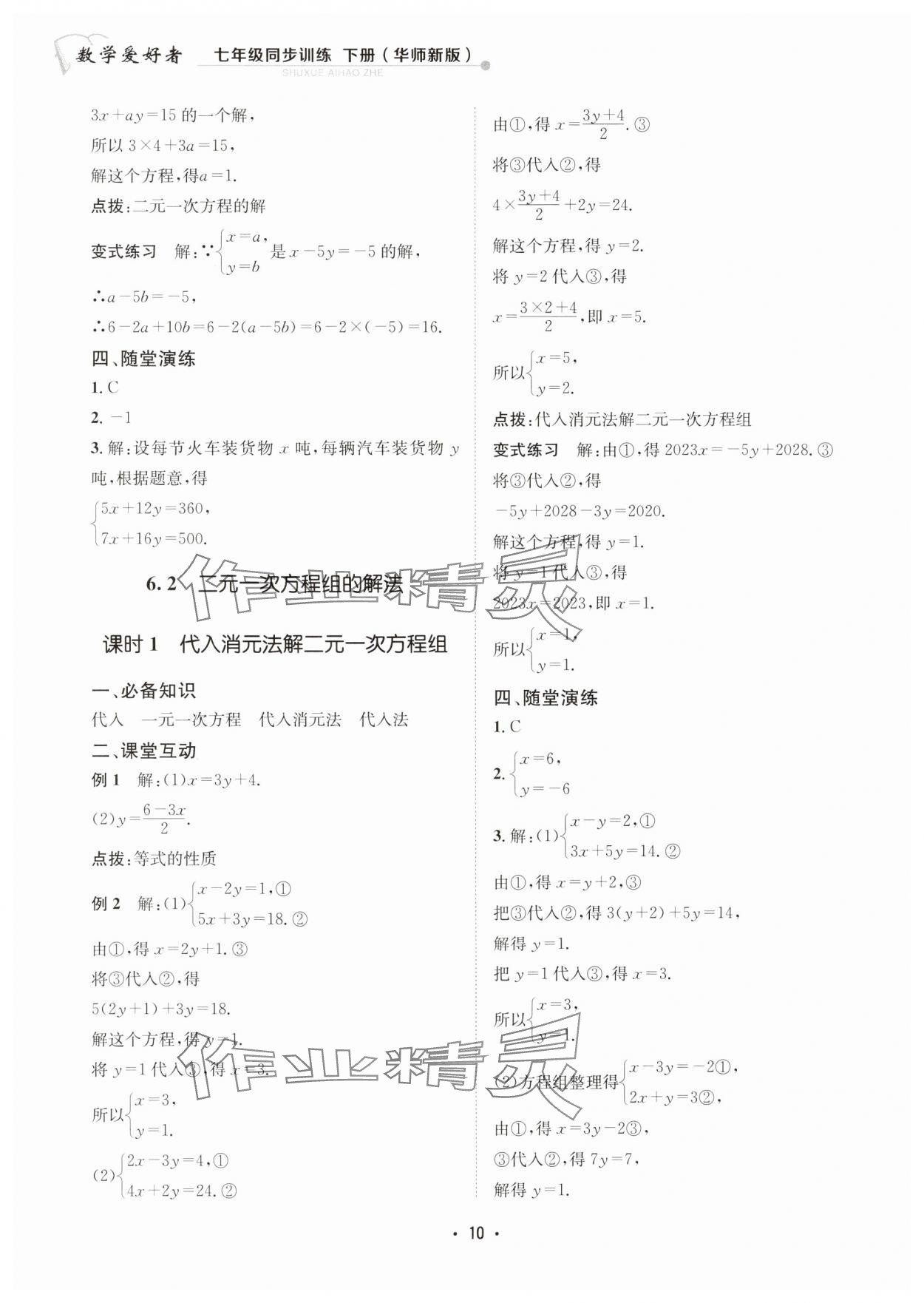 2025年數學愛好者同步訓練七年級下冊華師大版 第10頁