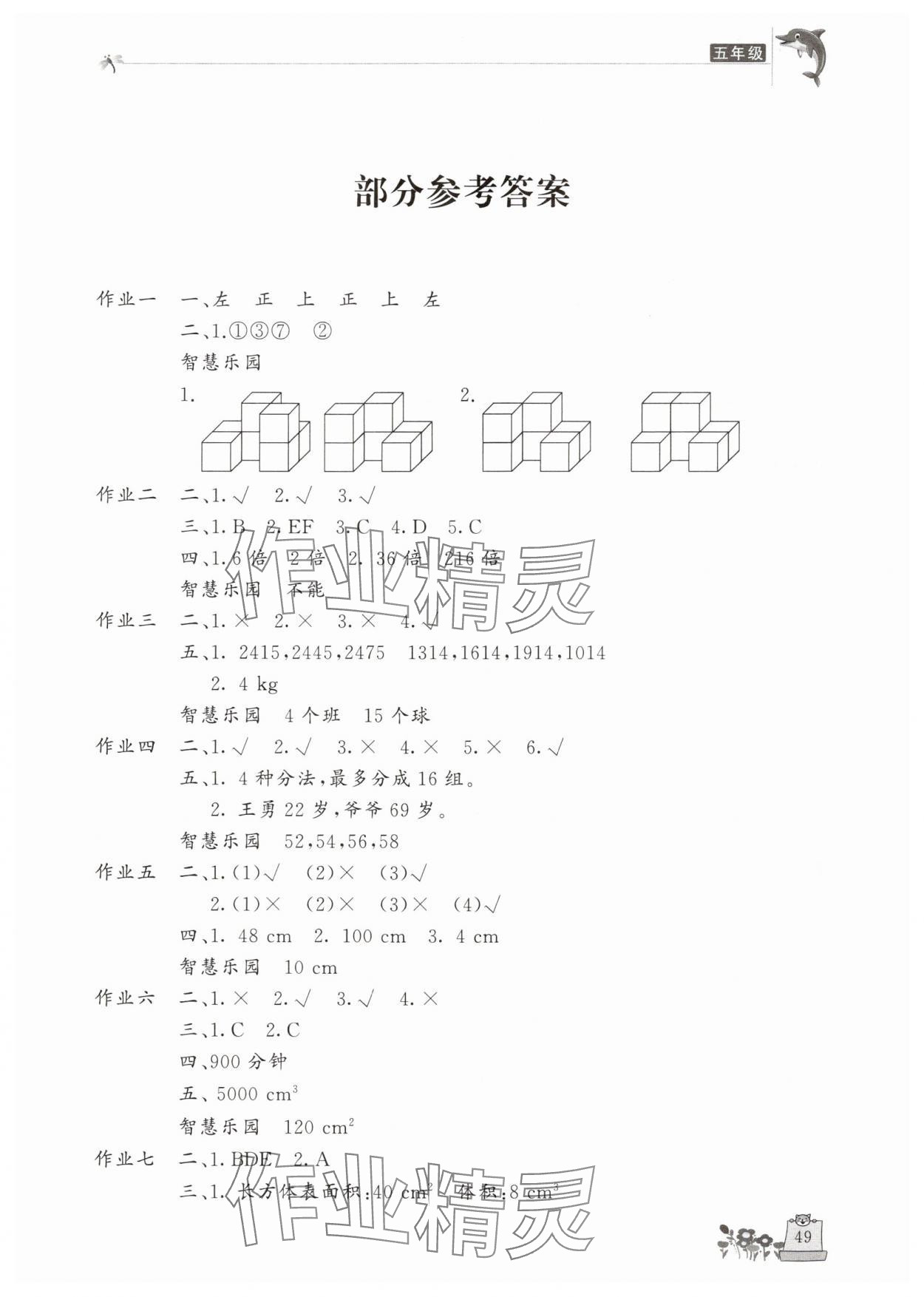 2025年新暑假生活五年級數學人教版 第1頁